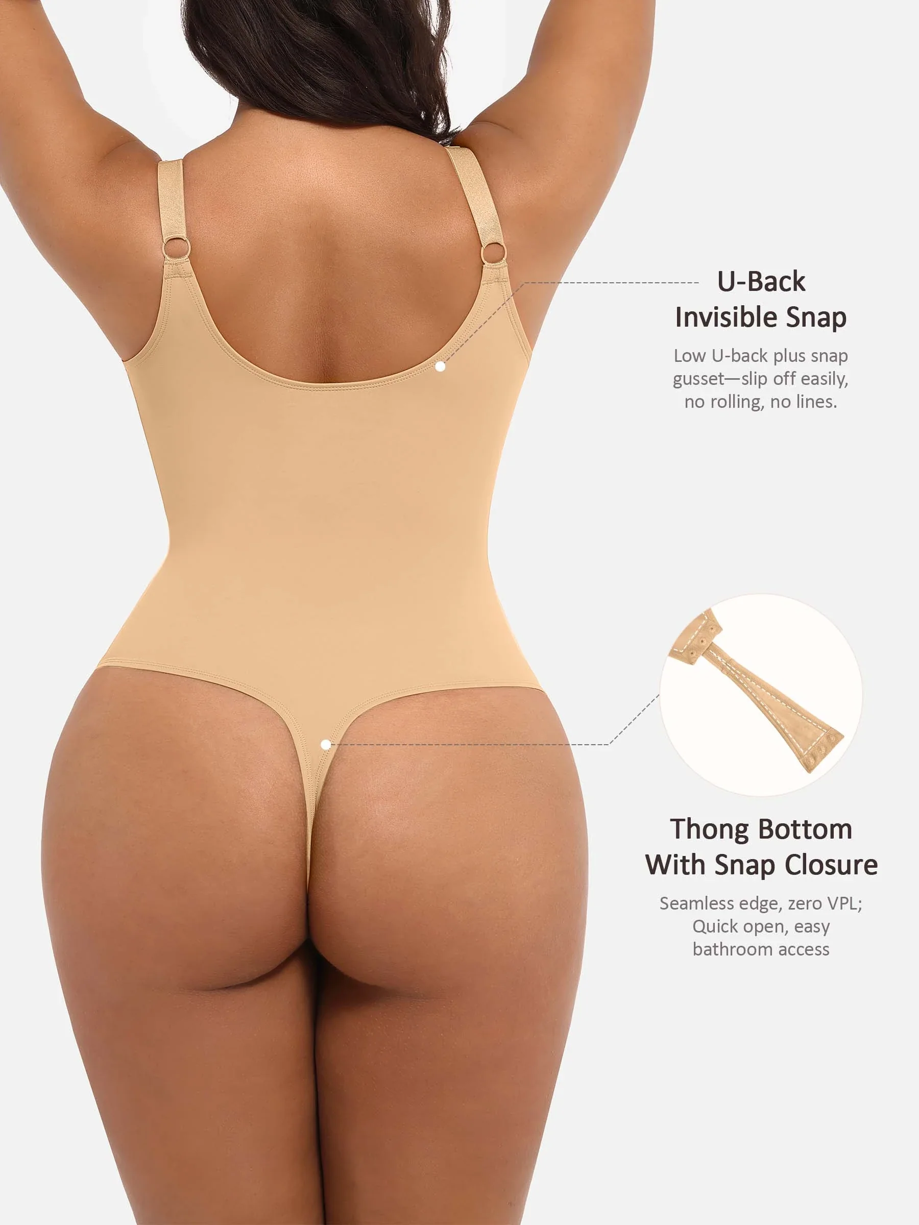 Feelingirl Deep V Neck Tummy Control Shapewear Bodysuit - Image 80