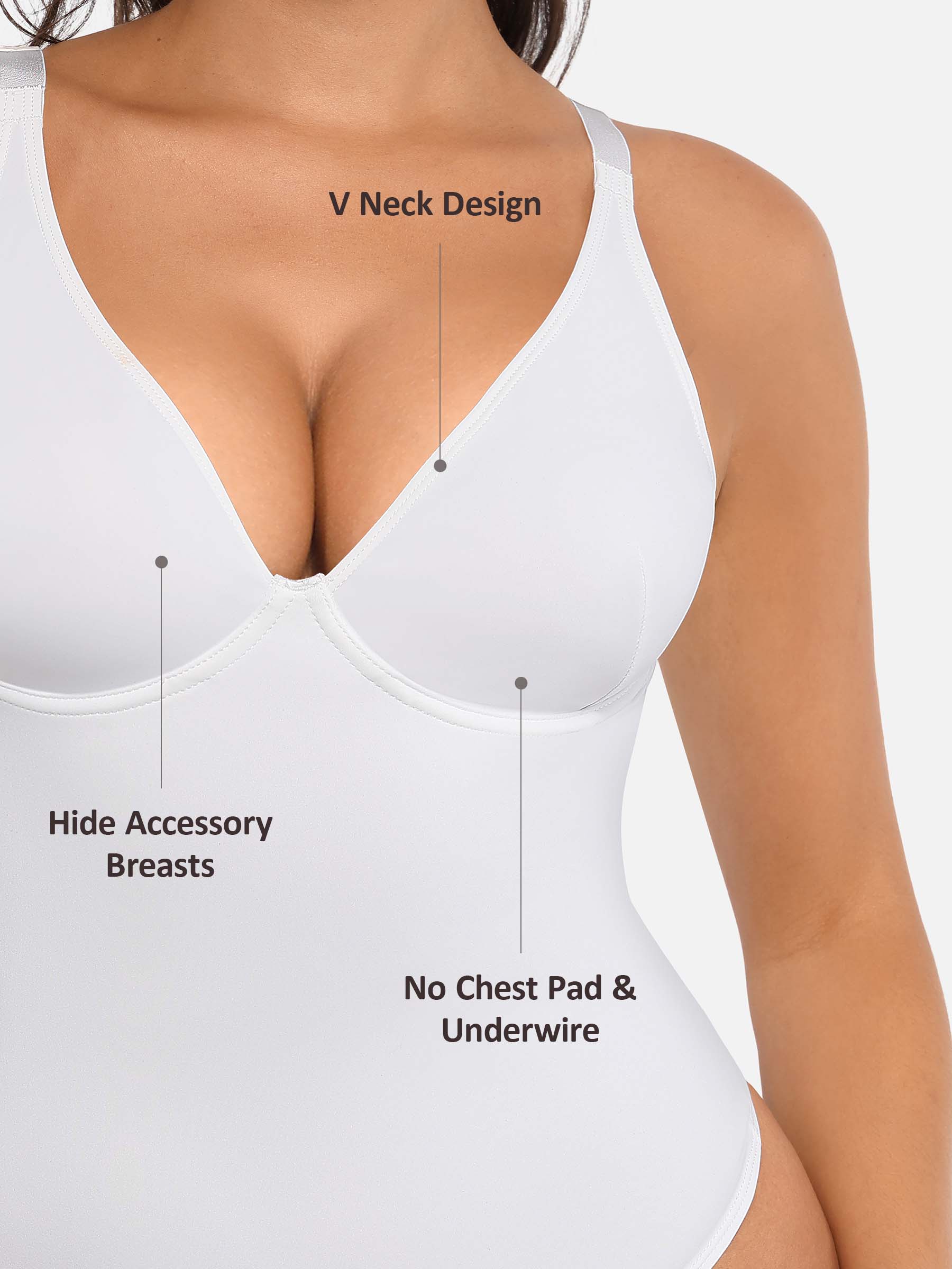 Feelingirl V Neck Tummy Control Bodysuit - Image 85