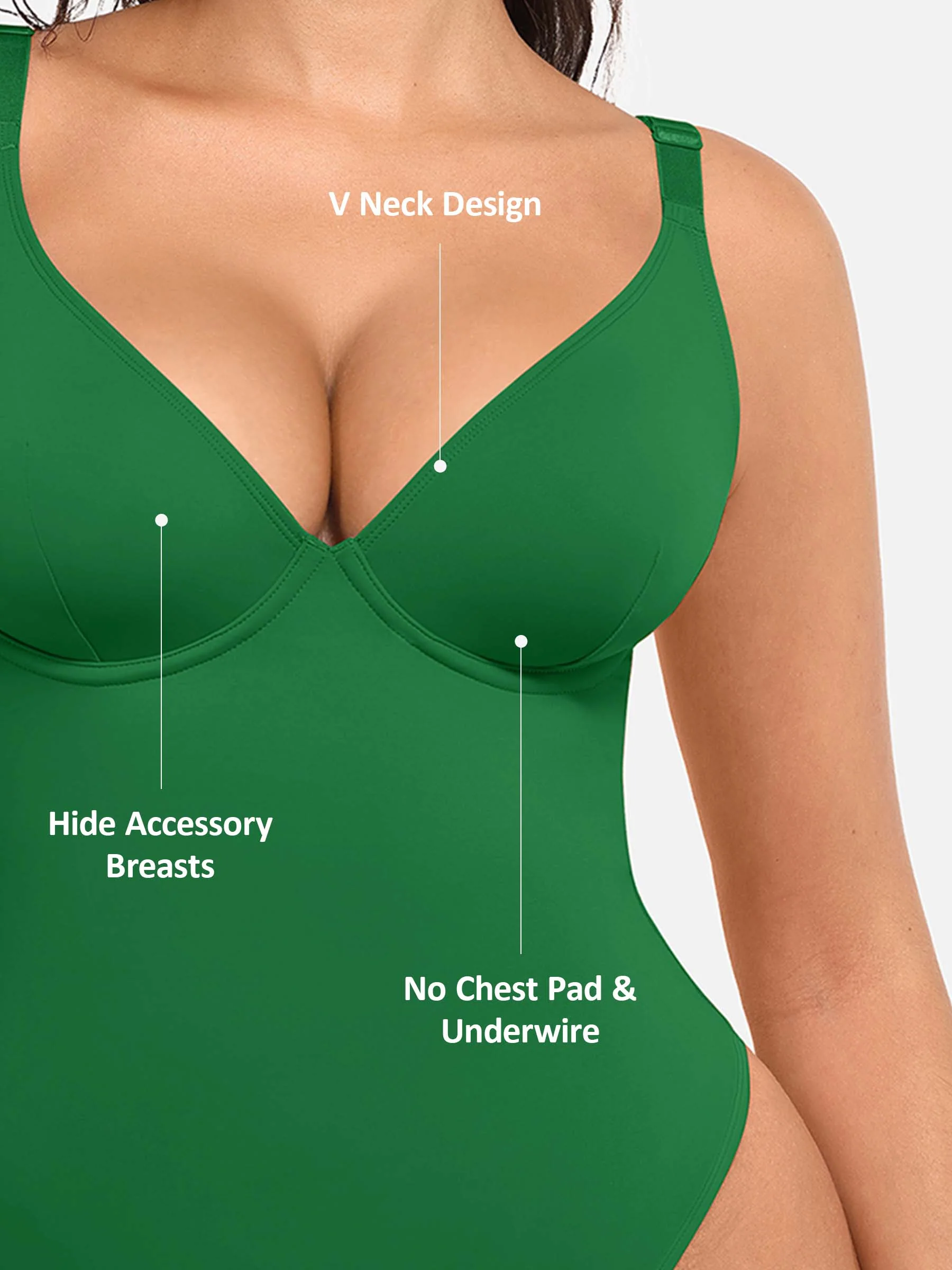 Feelingirl Deep V Neck Tummy Control Shapewear Bodysuit - Image 93