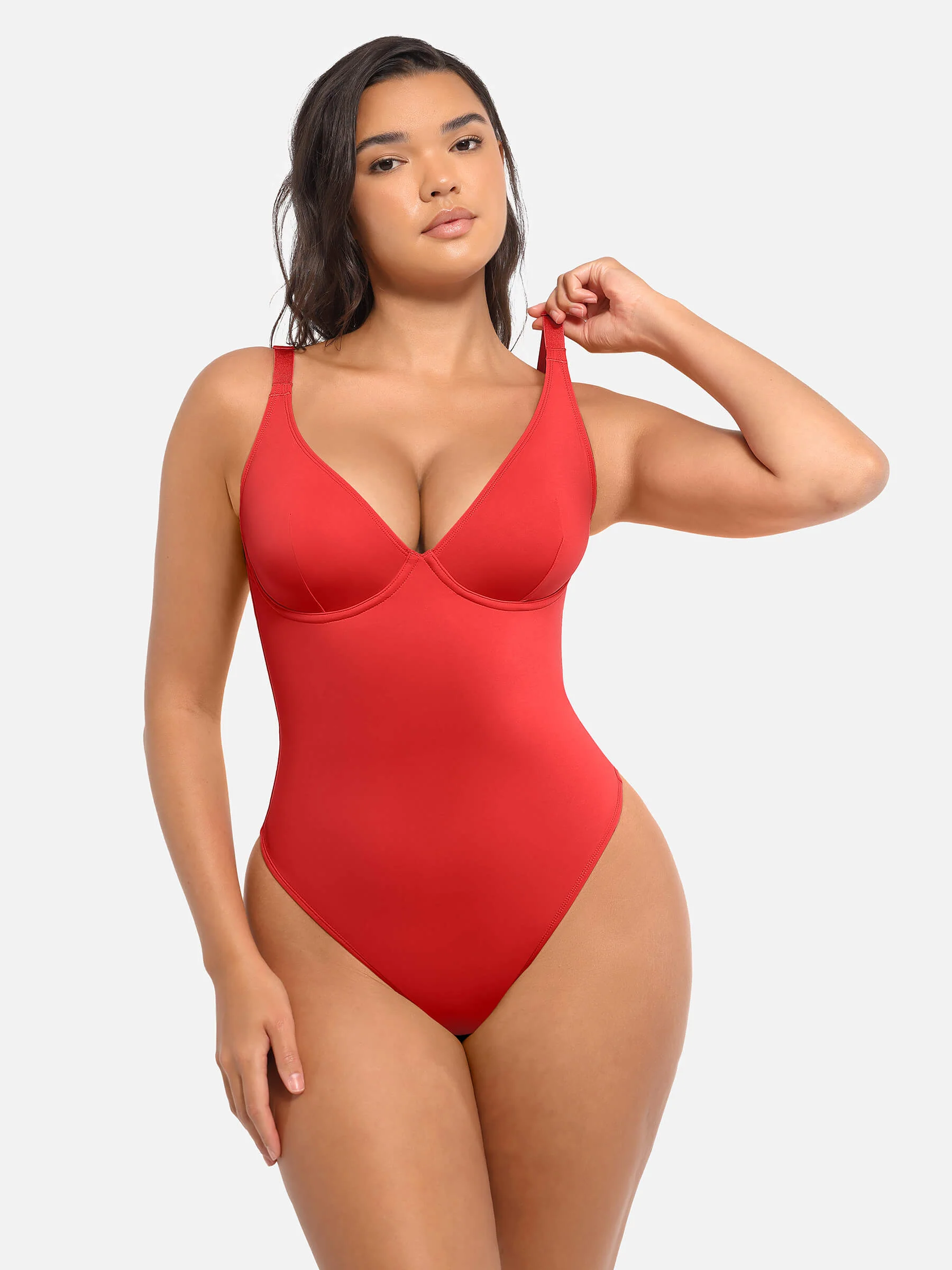 Feelingirl V Neck Tummy Control Bodysuit - Image 38