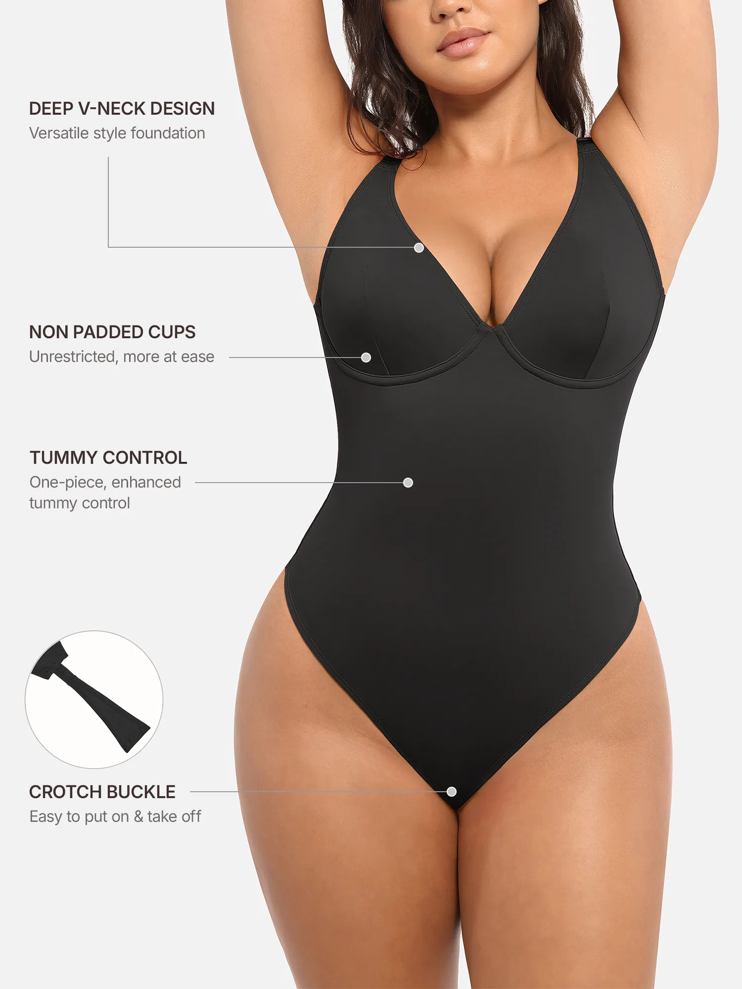 Feelingirl Deep V Neck Tummy Control Shapewear Bodysuit [BOGO] - Image 2