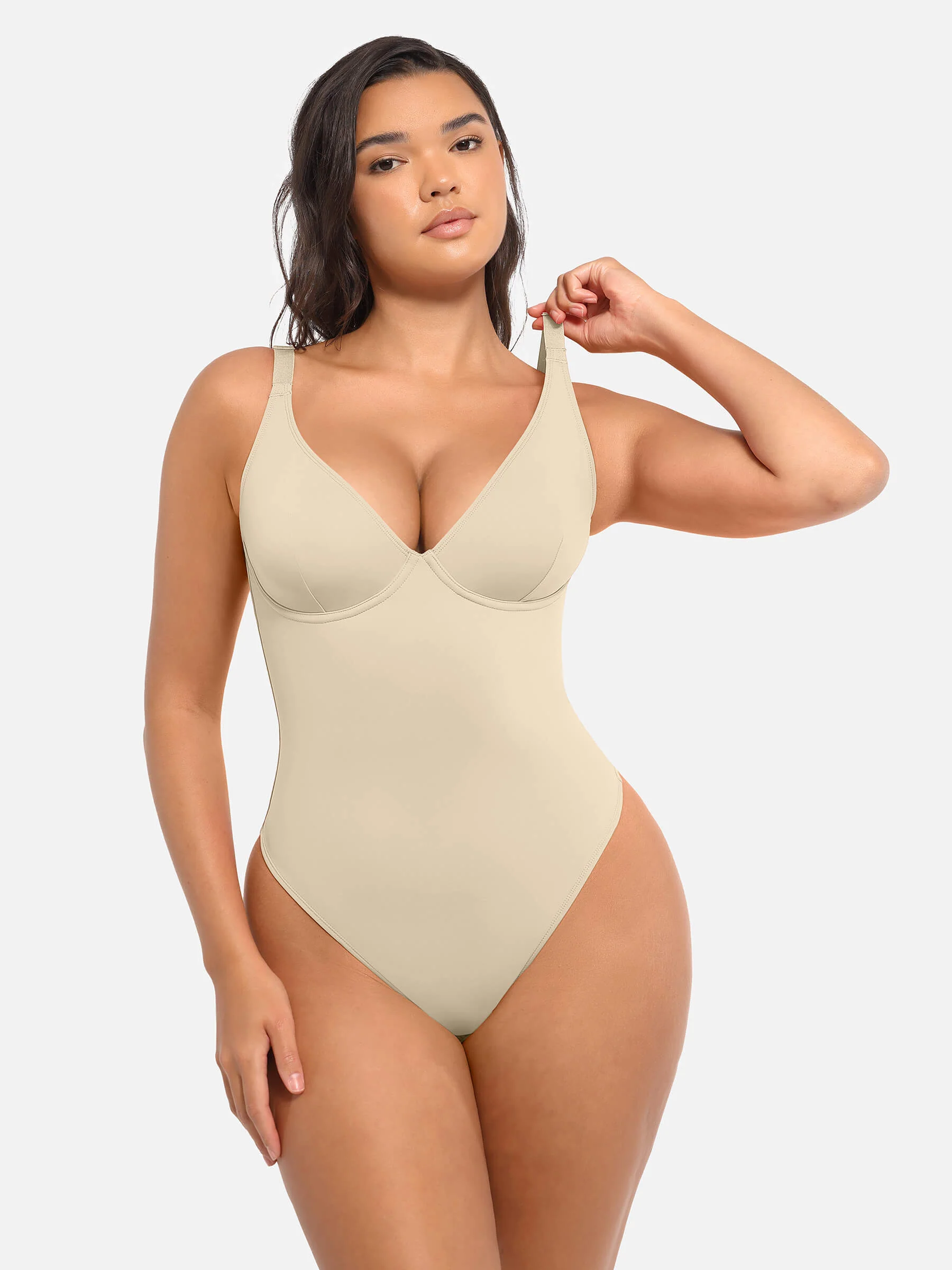 Feelingirl V Neck Tummy Control Bodysuit - Image 62
