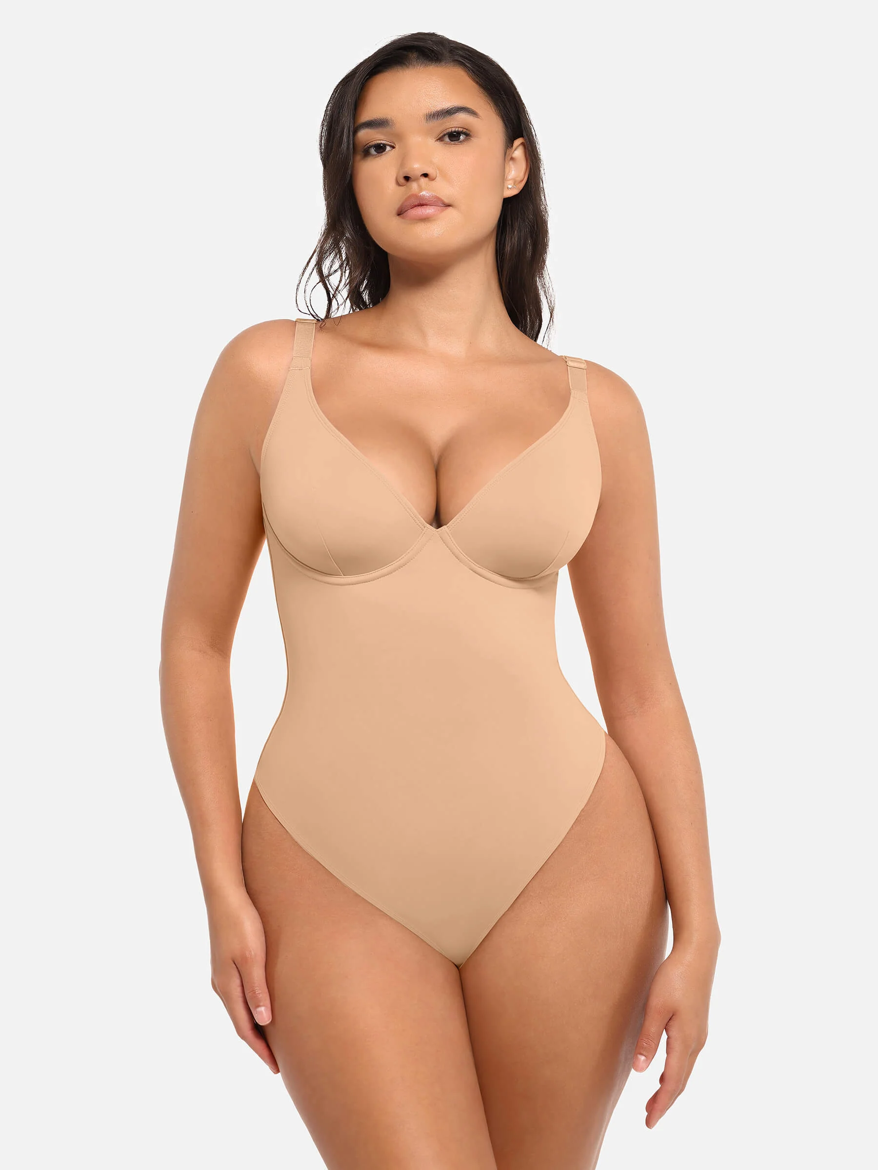 Feelingirl V Neck Tummy Control Bodysuit - Image 67
