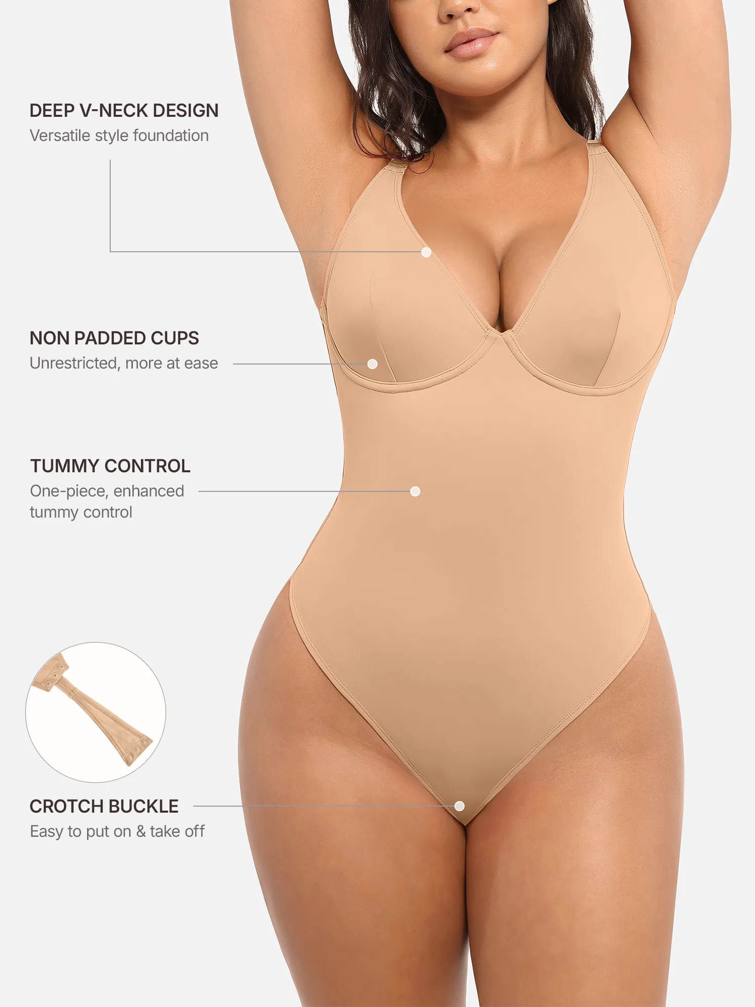 Feelingirl Deep V Neck Tummy Control Shapewear Bodysuit [BOGO] - Image 68