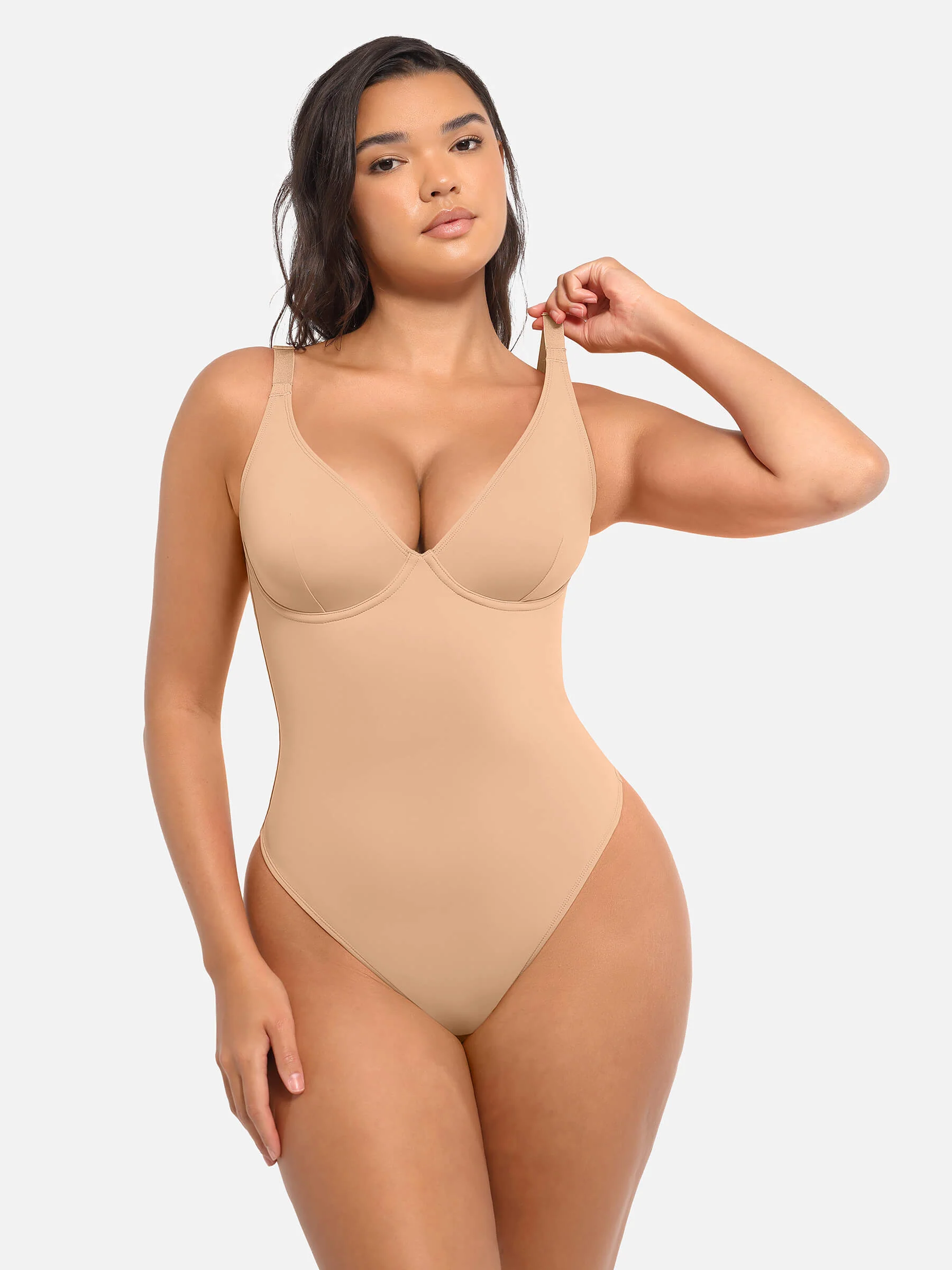 Feelingirl V Neck Tummy Control Bodysuit - Image 70