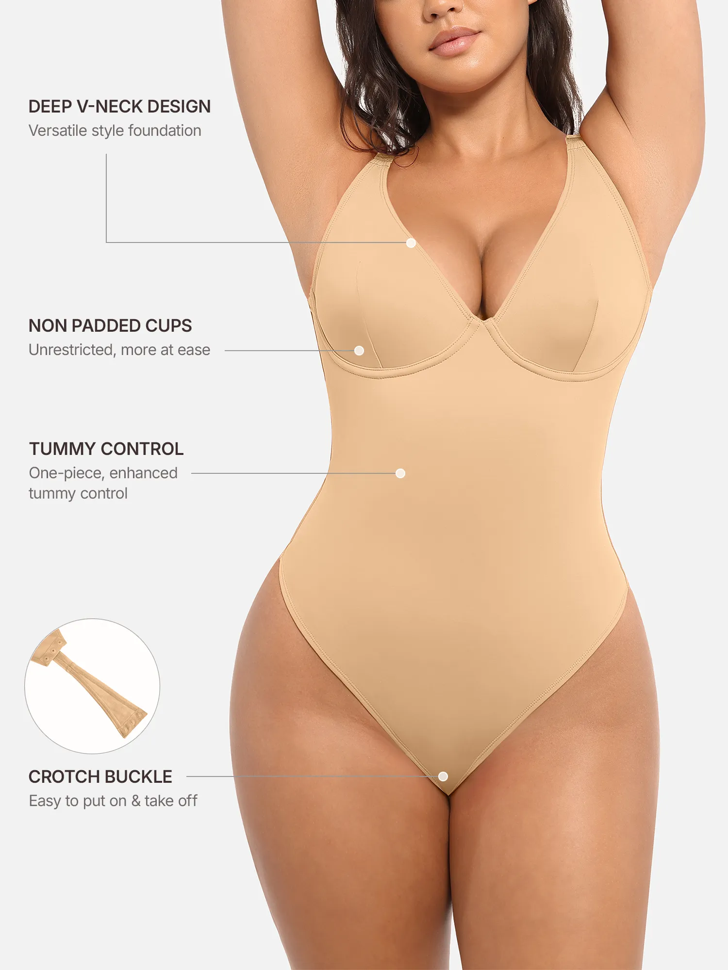 Feelingirl Deep V Neck Tummy Control Shapewear Bodysuit [BOGO] - Image 75