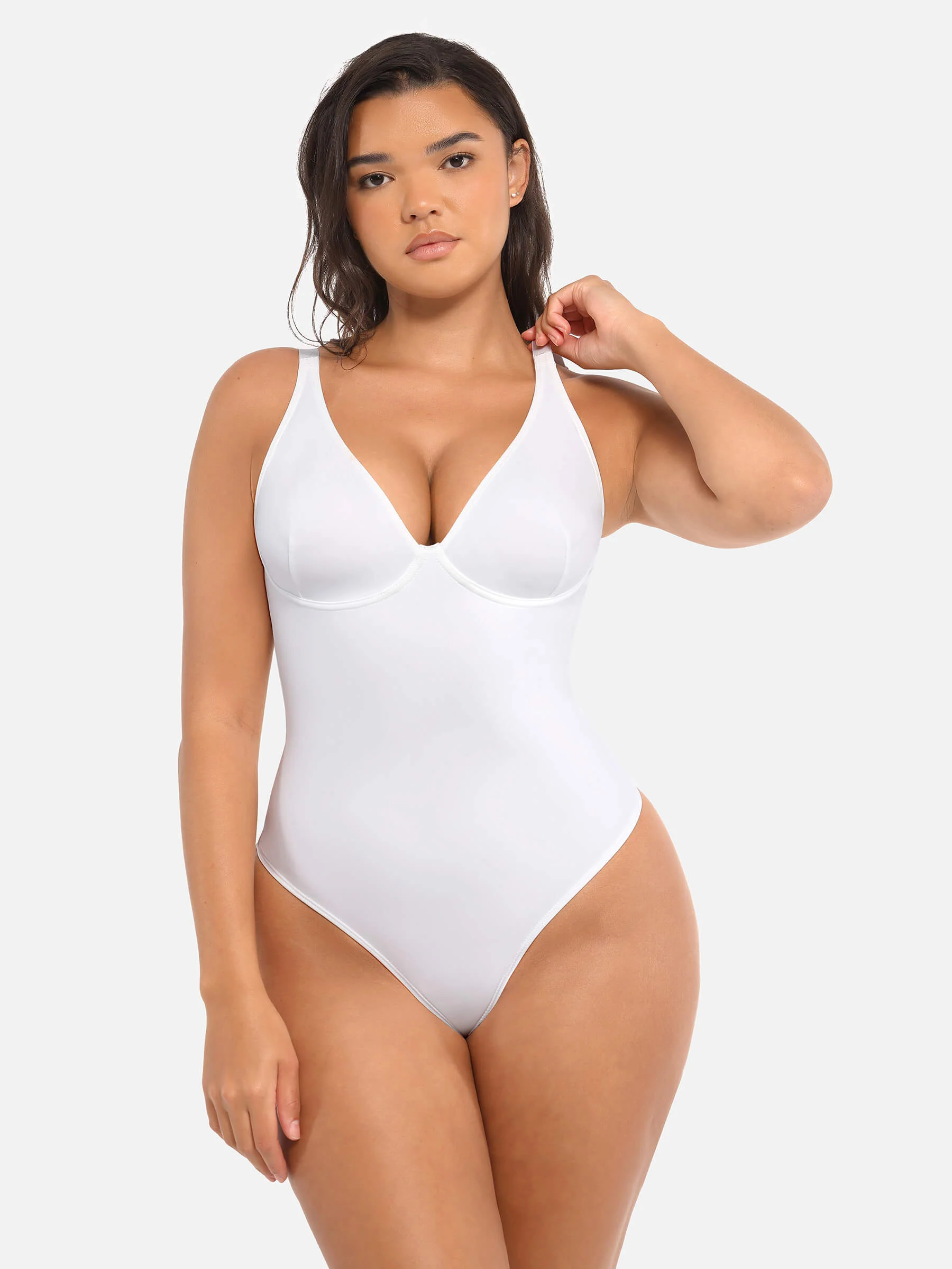 Feelingirl V Neck Tummy Control Bodysuit - Image 83