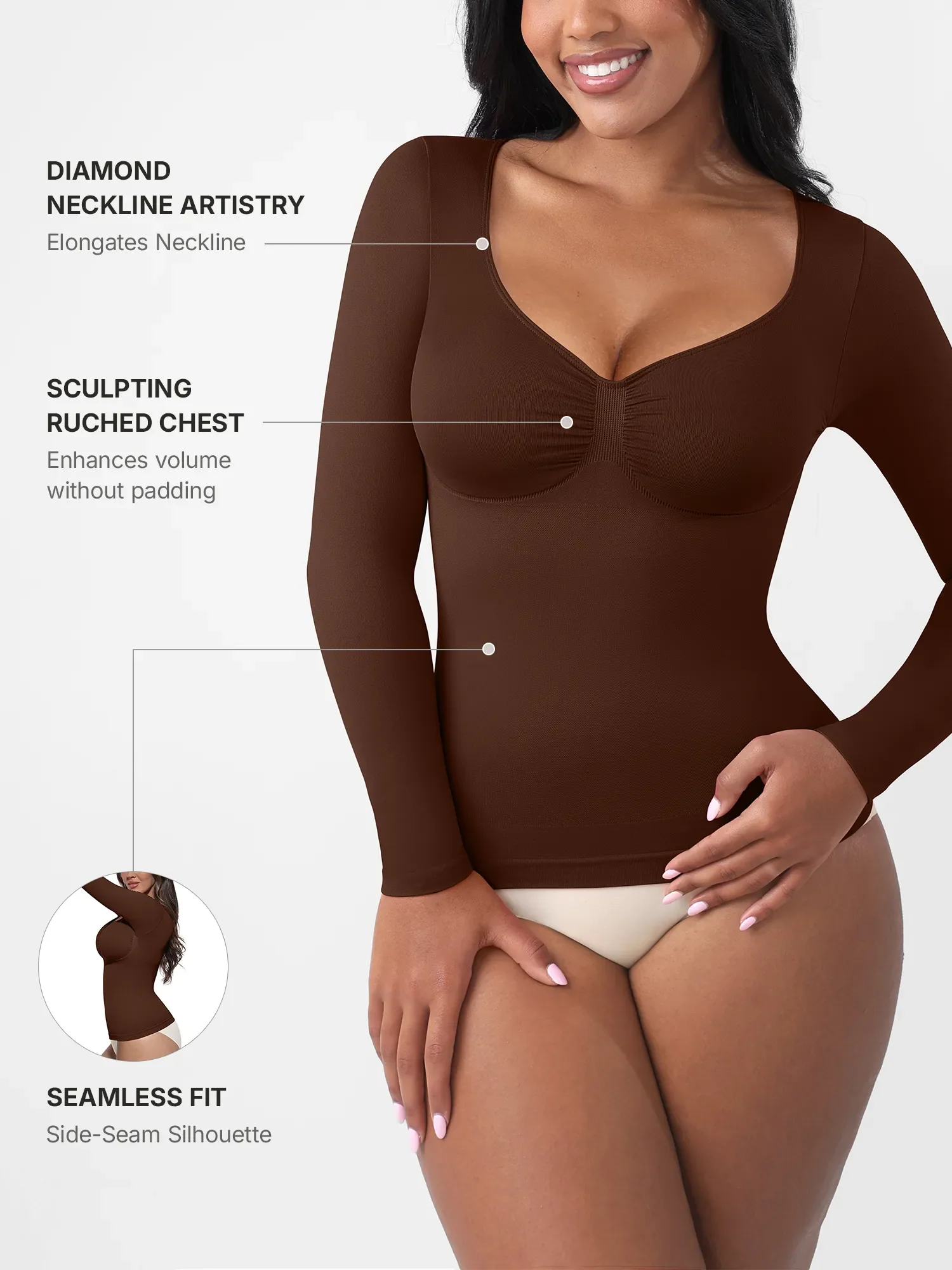 Feelingirl Everyday Seamless Long Sleeve Shaper - Image 2