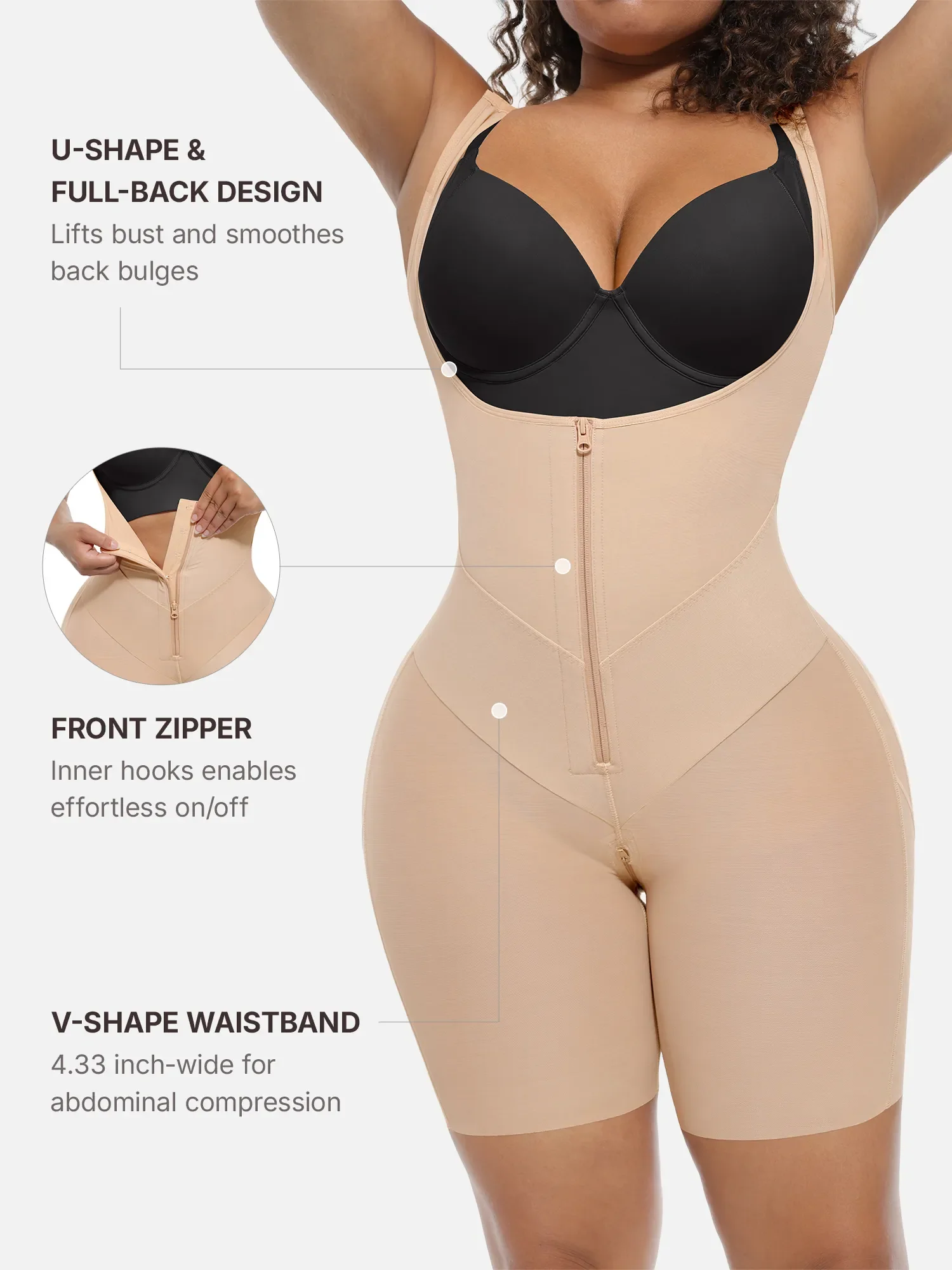 Feelingirl U-Shaped Shaping Lift Bodysuit & Unlined Soft Bra Bundle - Image 12