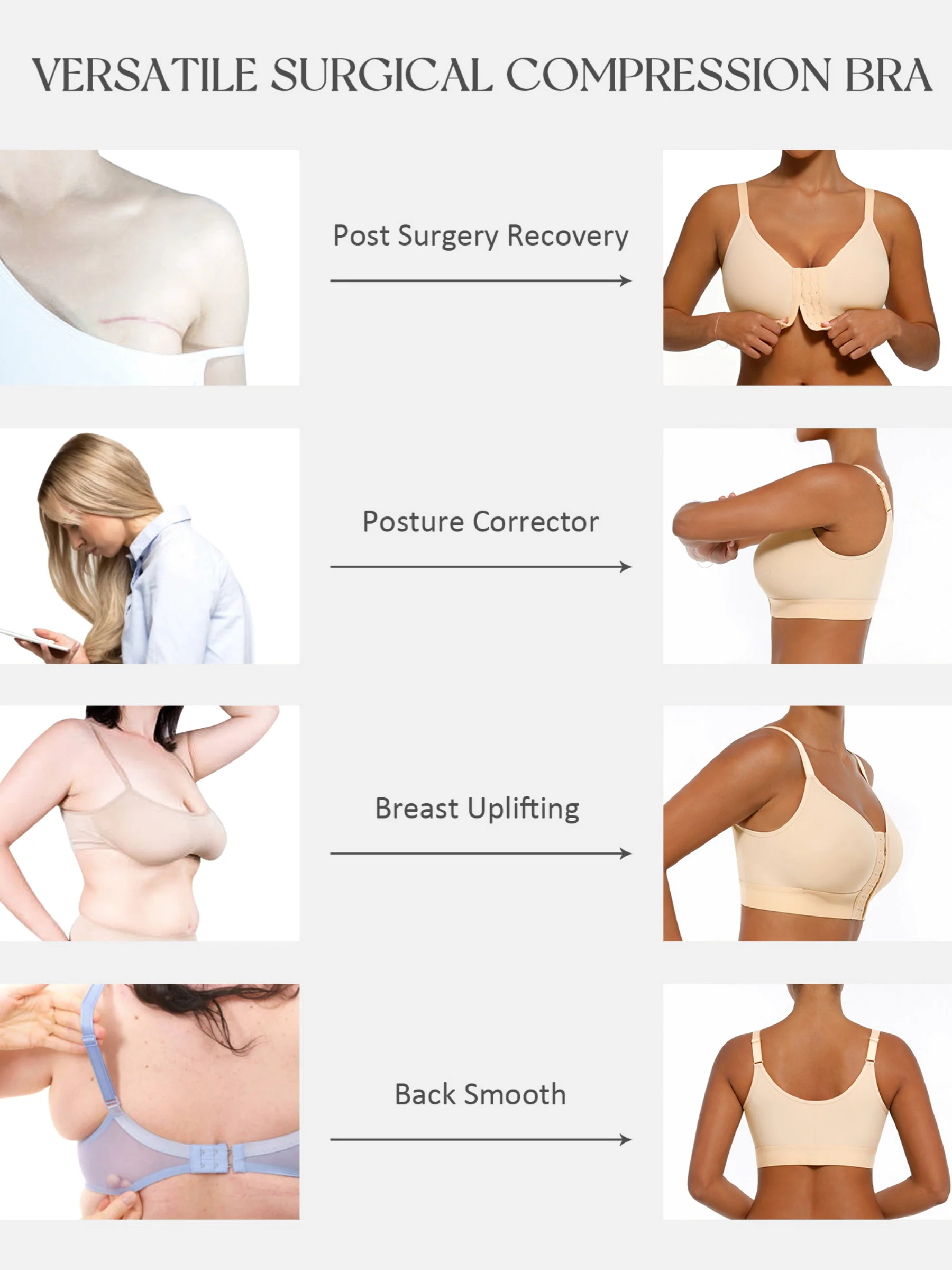 Feelingirl Full Coverage Front Closure Post-Operation Bra - Image 9