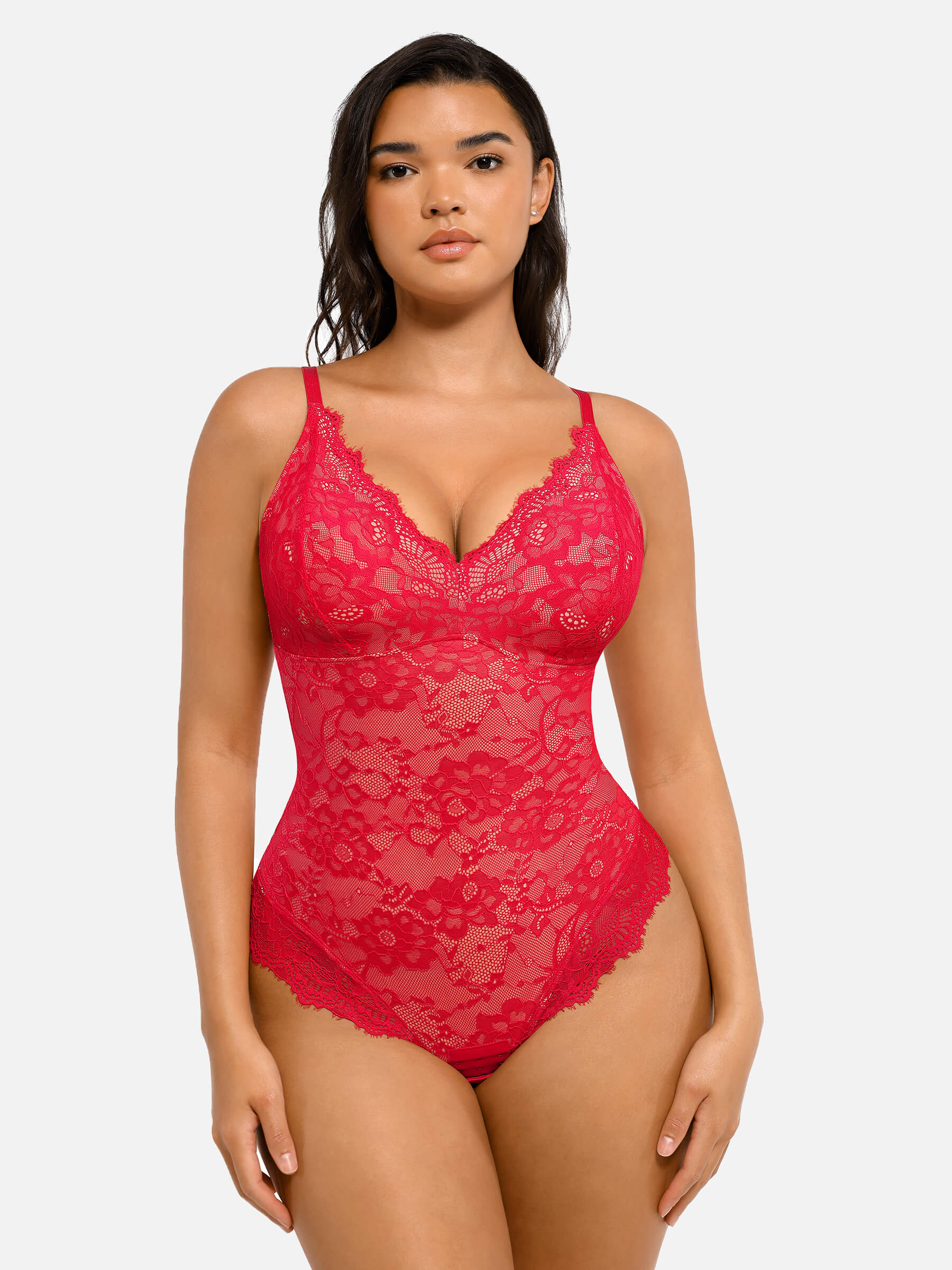 Feelingirl Lace V Neck Full Bodysuit Underwear - Image 10