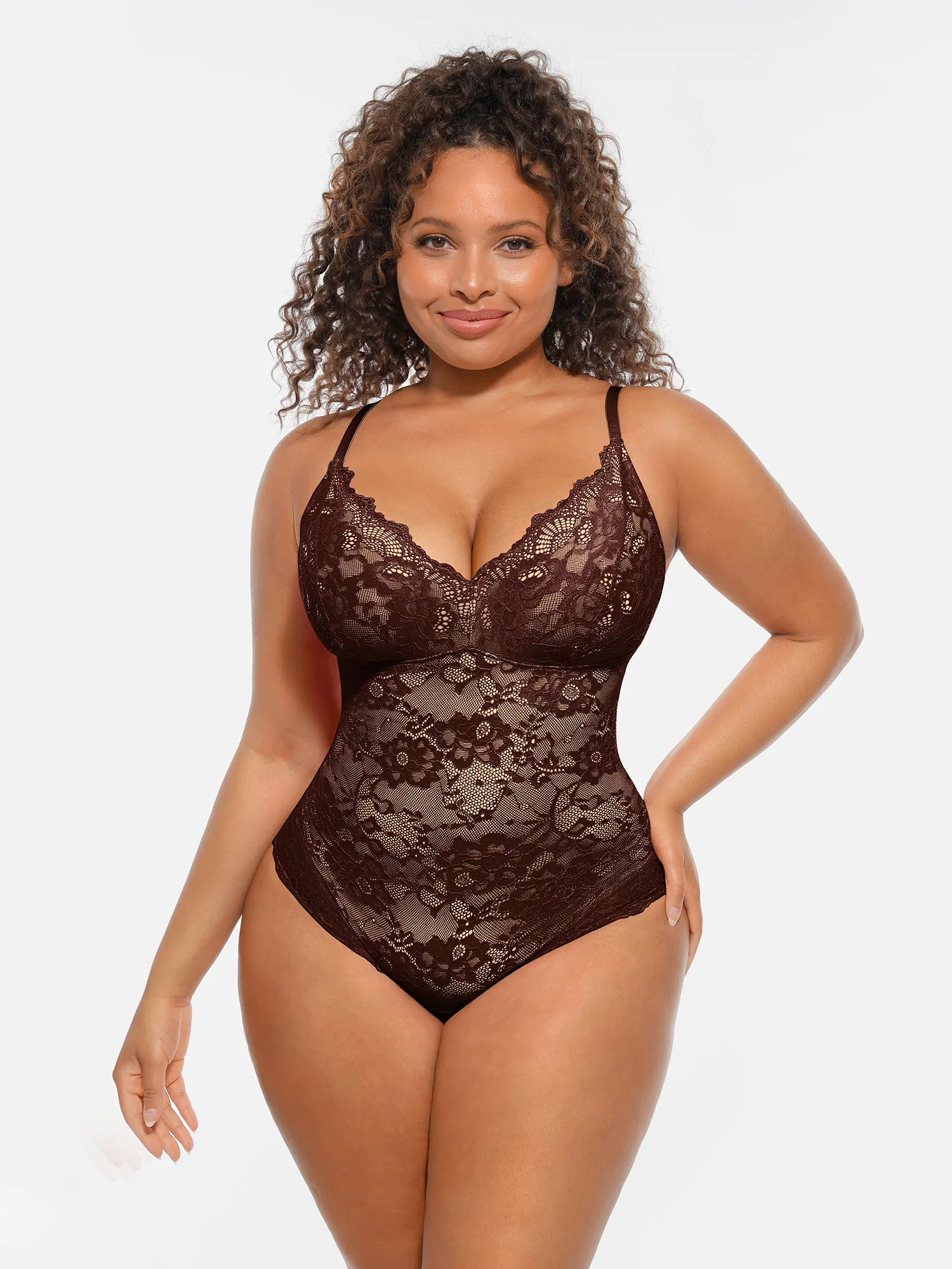 Feelingirl Lace V-Neck Full Body Underwear Bodysuit - Image 12