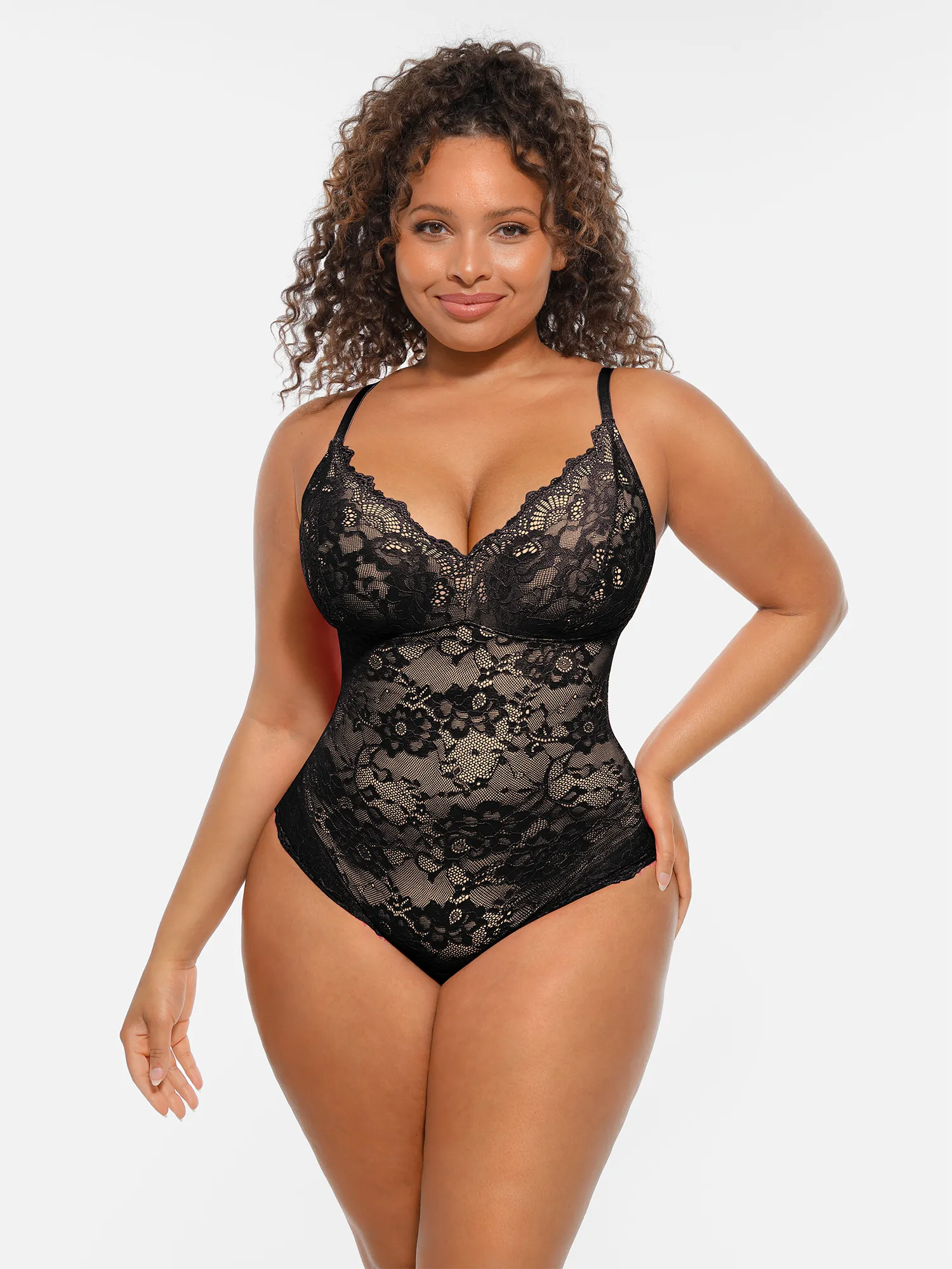 Feelingirl Lace V-Neck Full Body Underwear Bodysuit - Image 2