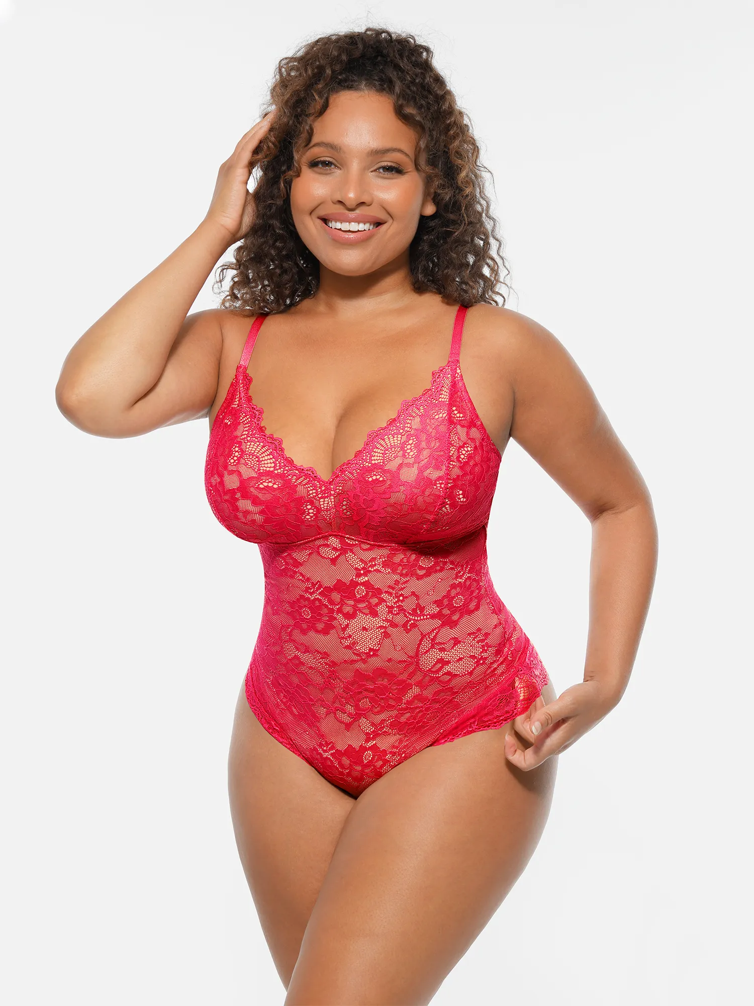 Feelingirl Lace V-Neck Full Body Underwear Bodysuit - Image 44