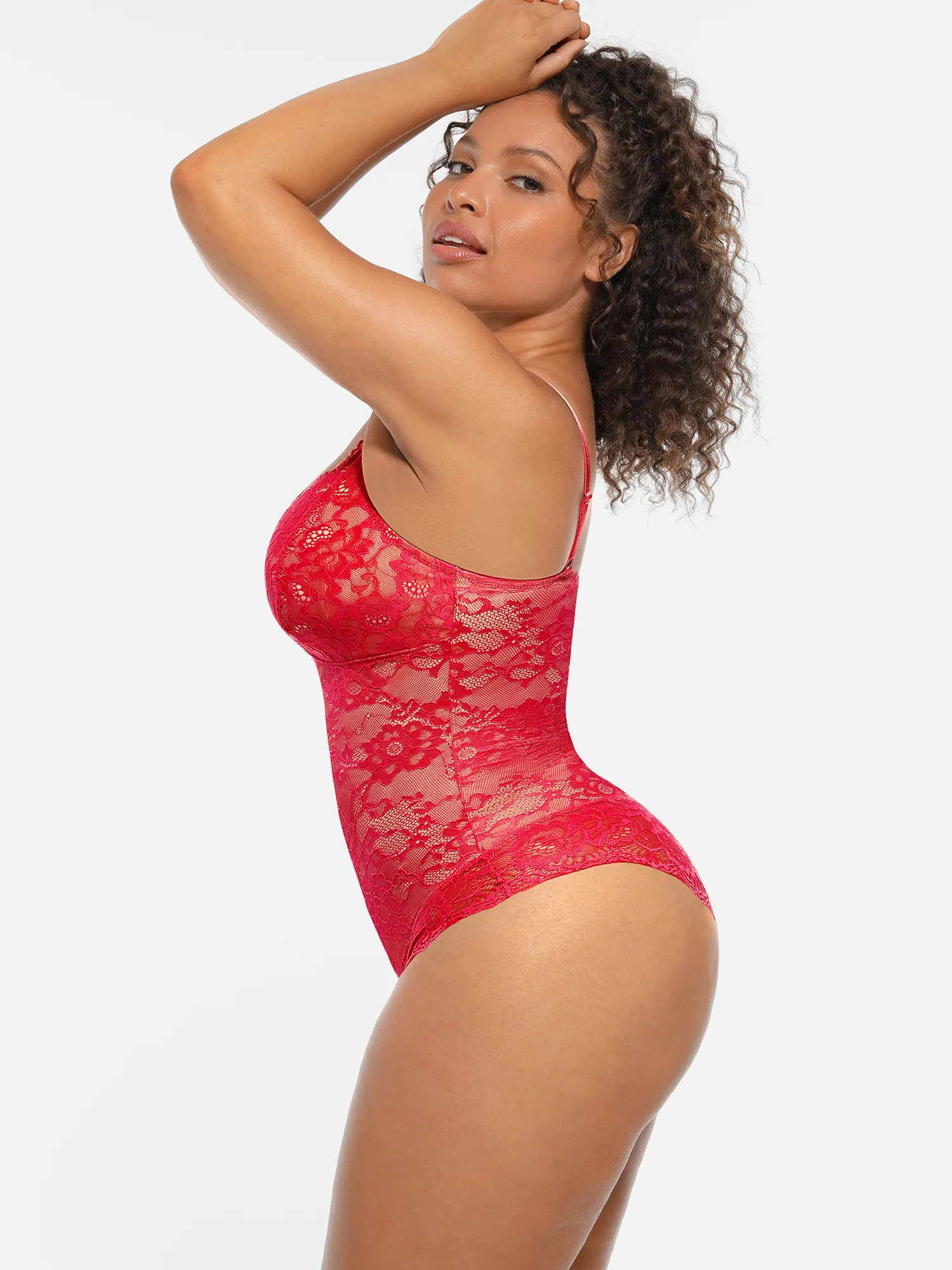 Feelingirl Lace V-Neck Full Body Underwear Bodysuit - Image 45