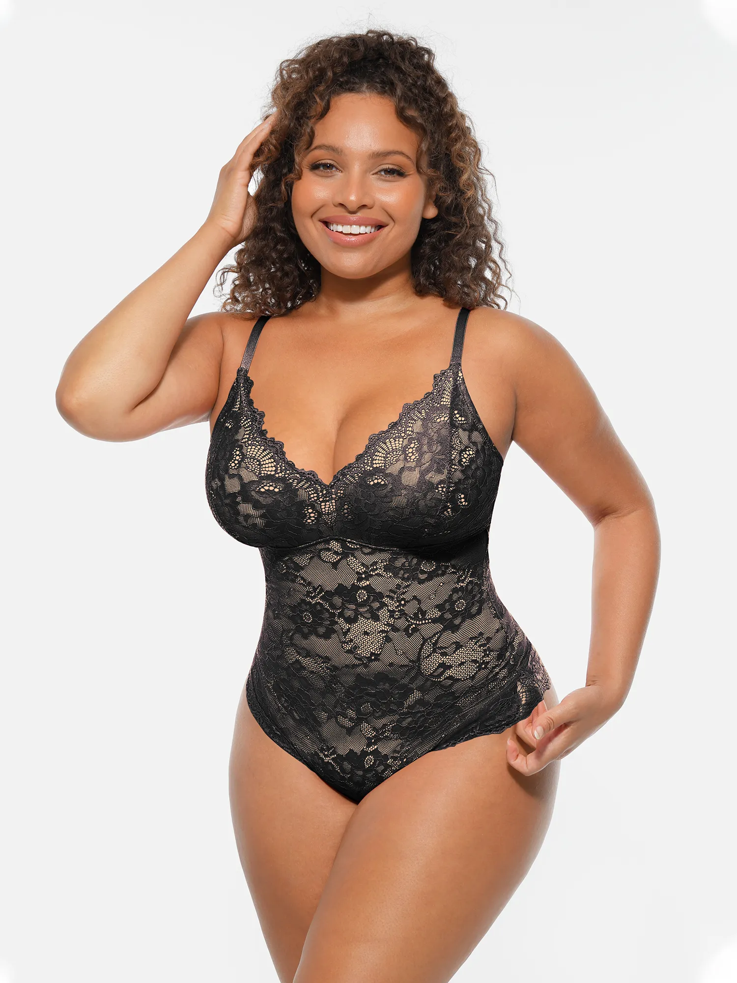 Feelingirl Lace V-Neck Full Body Underwear Bodysuit - Image 5