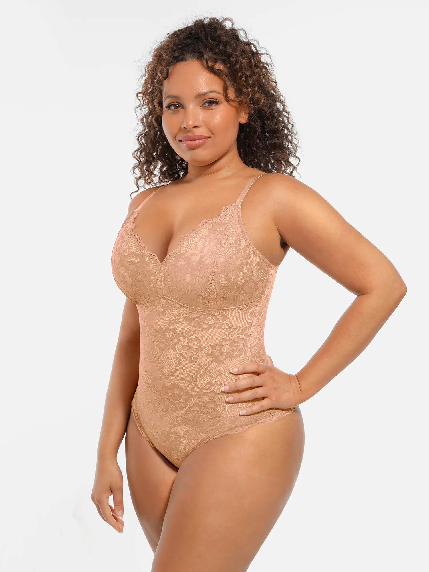 Feelingirl Lace V-Neck Full Body Underwear Bodysuit - Image 50
