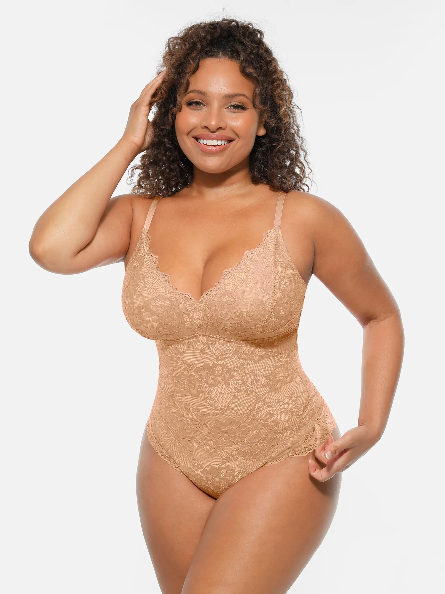 Feelingirl Lace V-Neck Full Body Underwear Bodysuit - Image 51