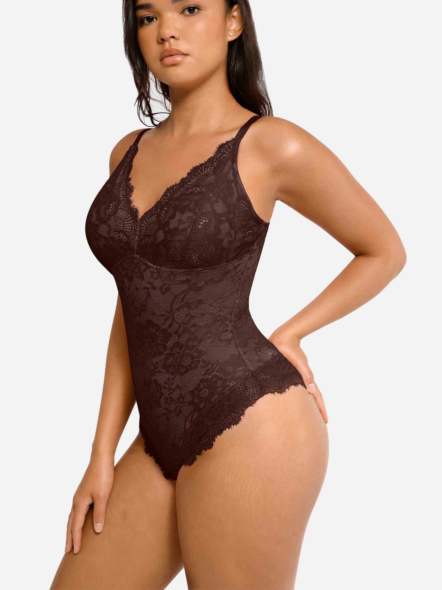 Feelingirl Lace V Neck Full Bodysuit - Image 24