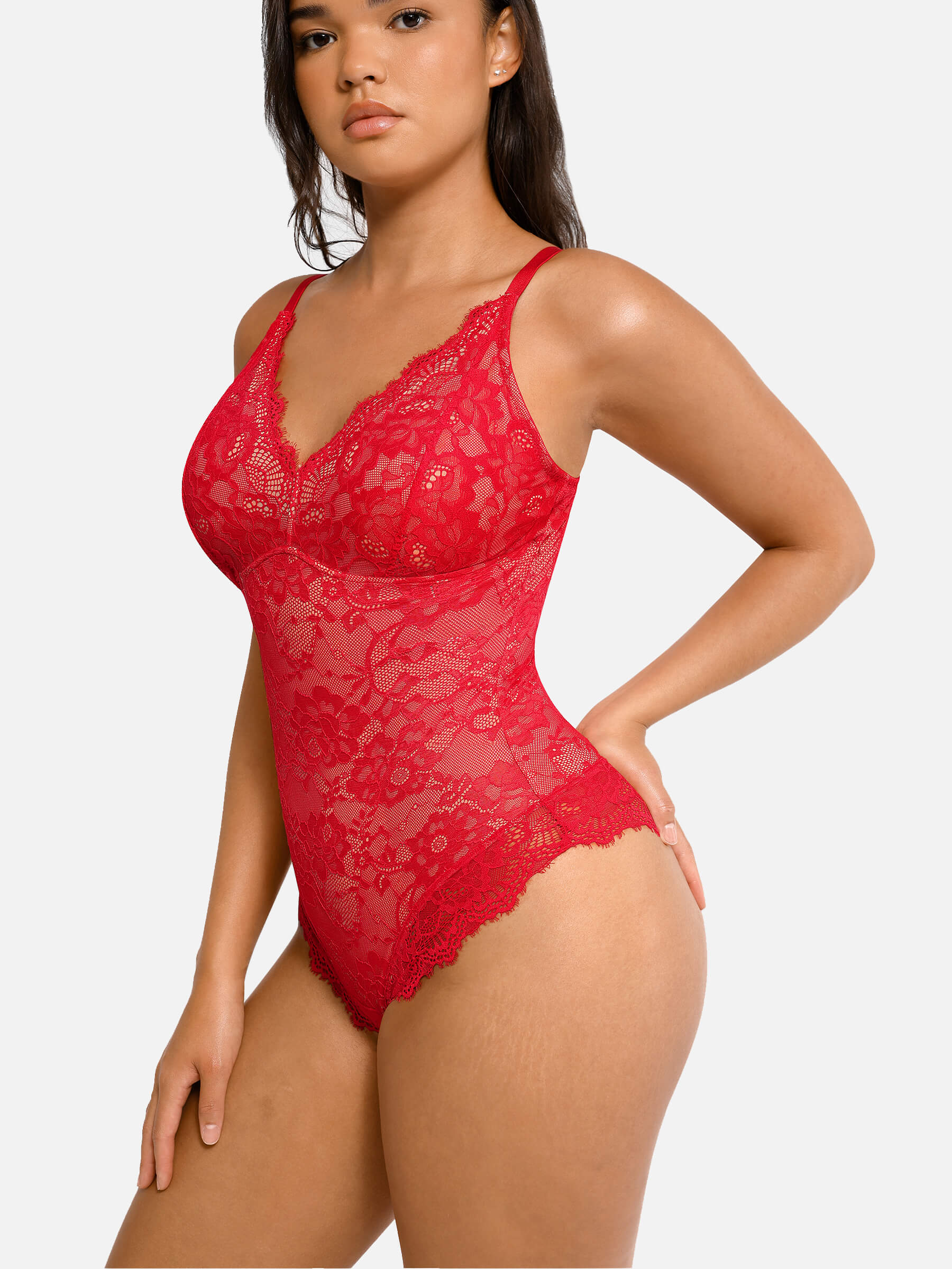 Feelingirl Lace V Neck Full Bodysuit - Image 9