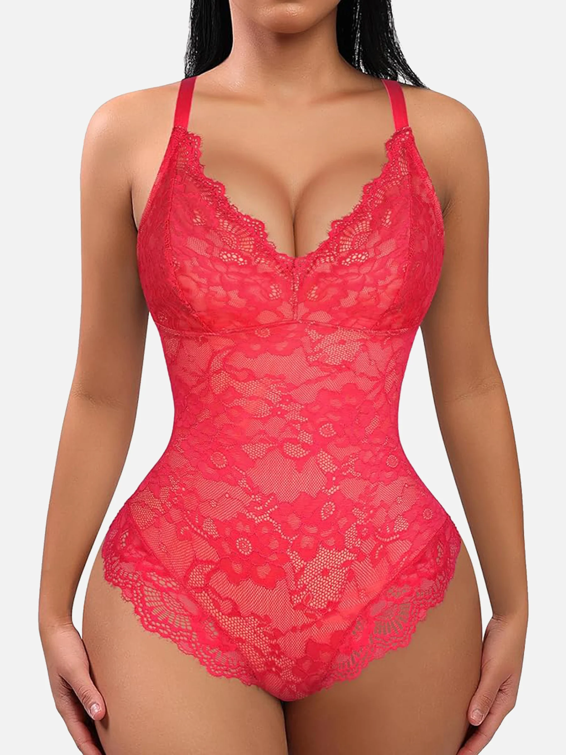 Feelingirl Lace V Neck Full Bodysuit Underwear [BOGO] - Image 15