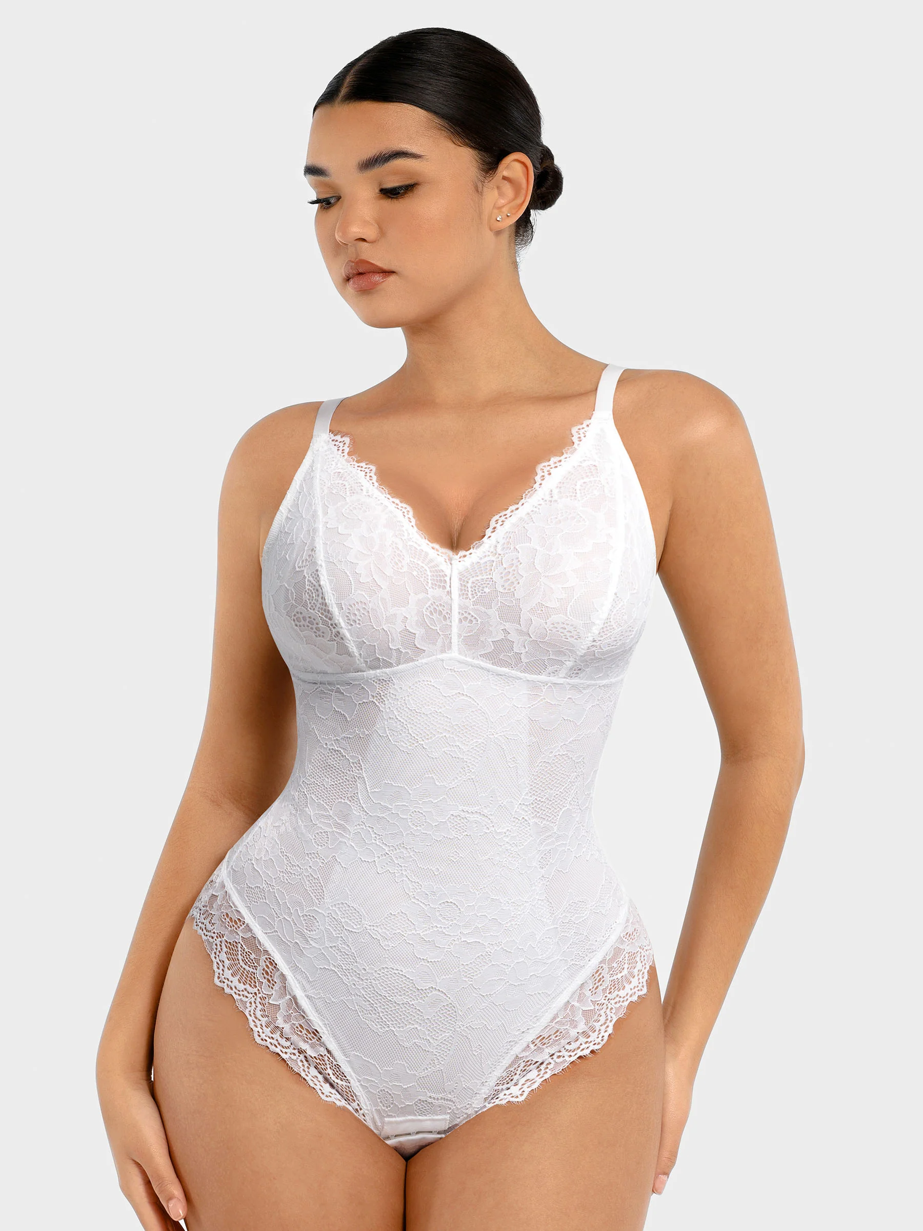 Feelingirl Lace V Neck Full Bodysuit Underwear - Image 29
