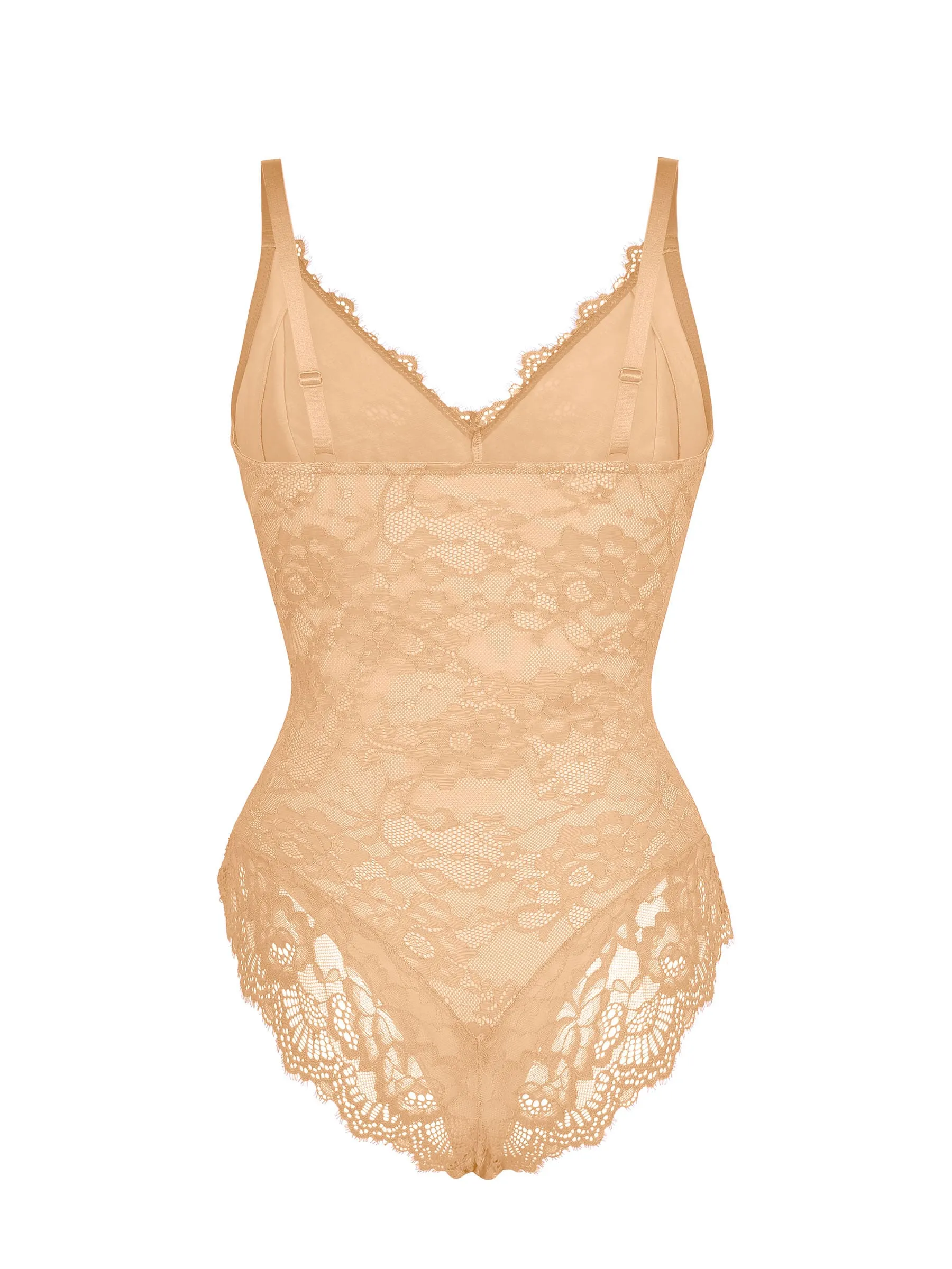 Feelingirl Lace V Neck Full Thong Bodysuit - Image 58