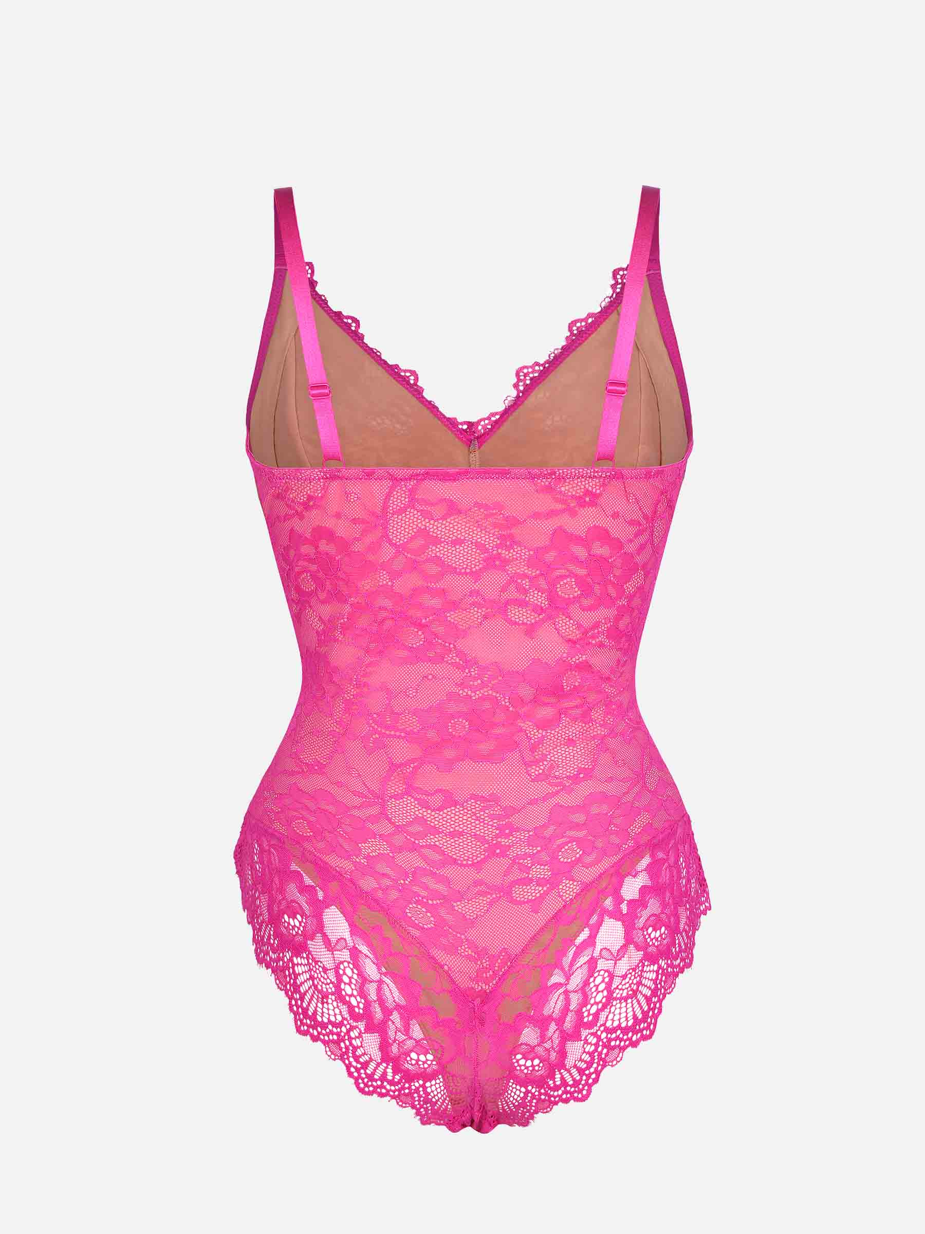 Feelingirl Lace V Neck Full Thong Bodysuit - Image 65