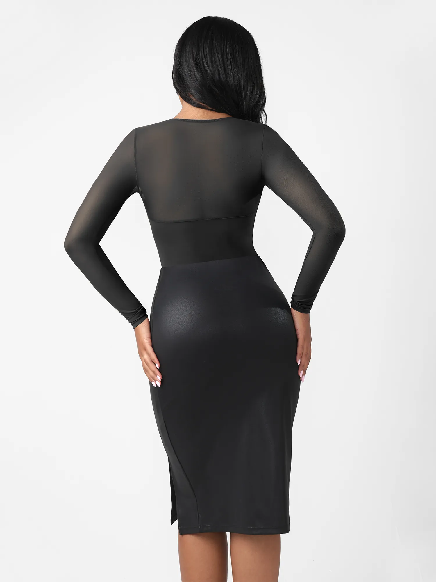 Feelingirl Mesh Panel V-Neck Thong Bodysuit - Image 7