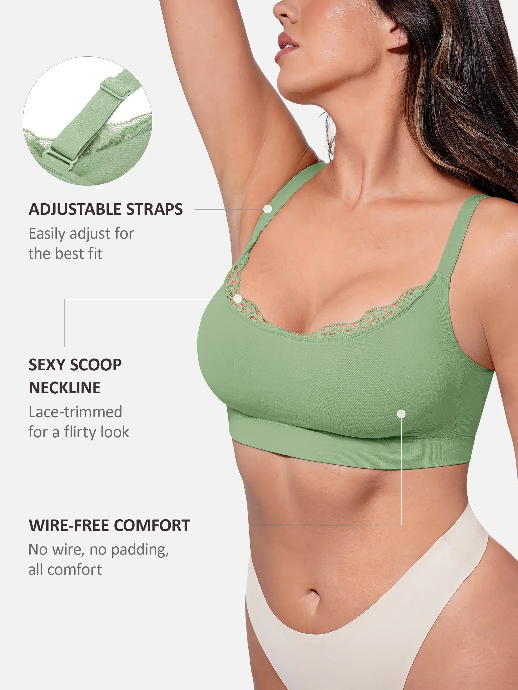 Feelingirl No Underwire Seamless Lace Everyday Bra - Image 37