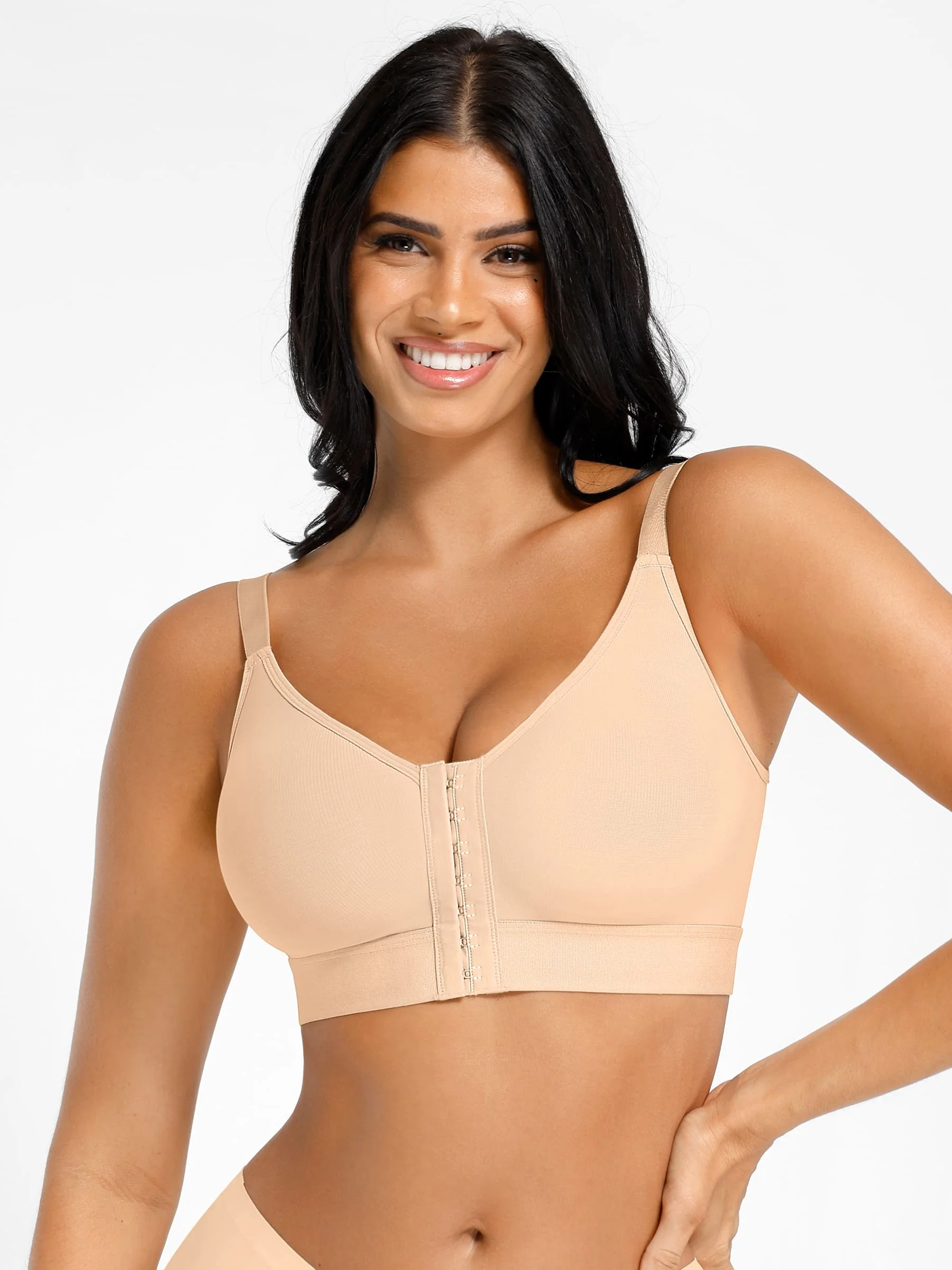 Feelingirl Post Surgery Full Coverage Compression Surgical Front Closure Mastectomy Bra - Image 12