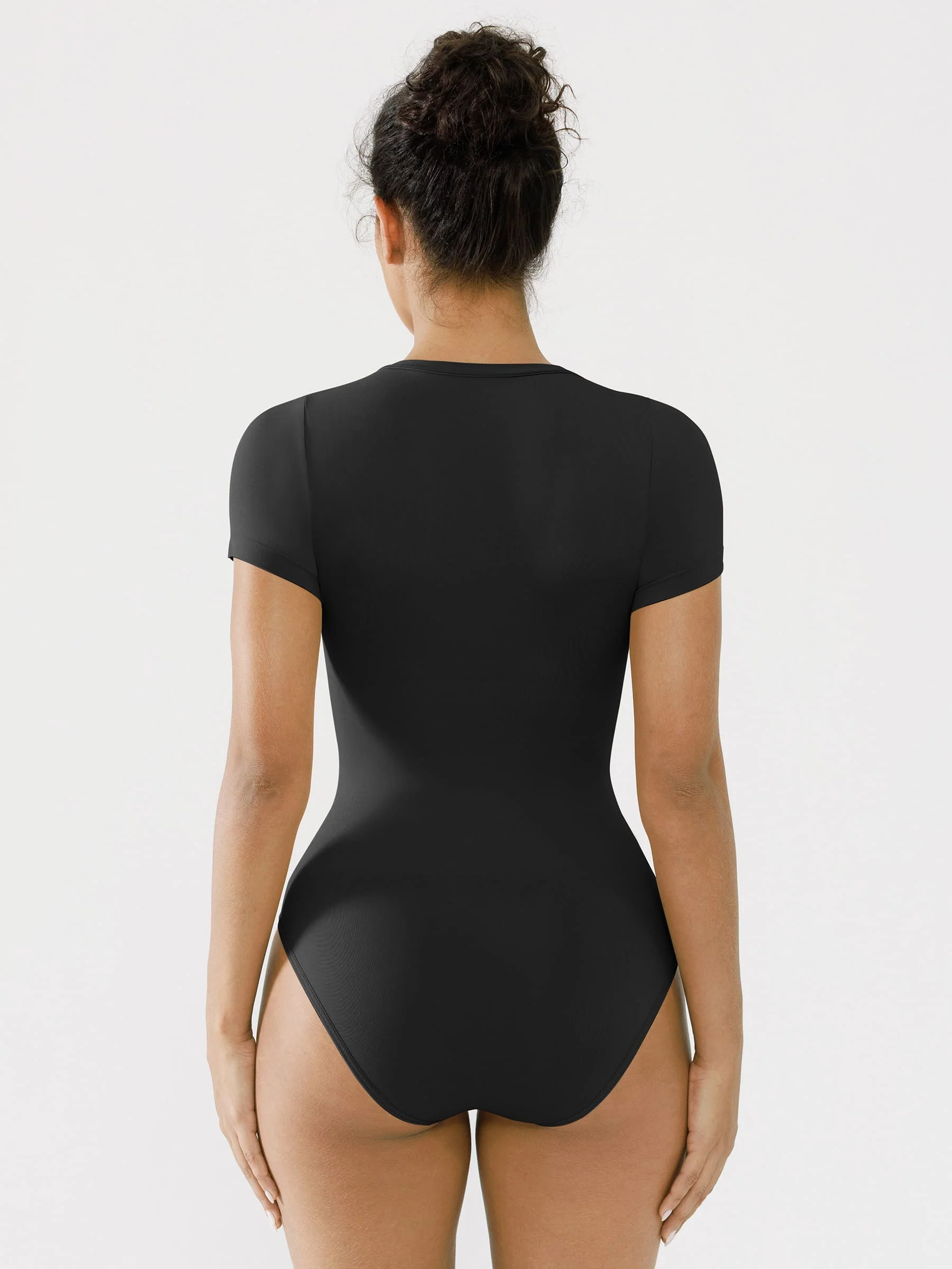 Feelingirl Seamless Bodysuit Smooth Soft Fabric Crew Neck Short Sleeve - Image 25