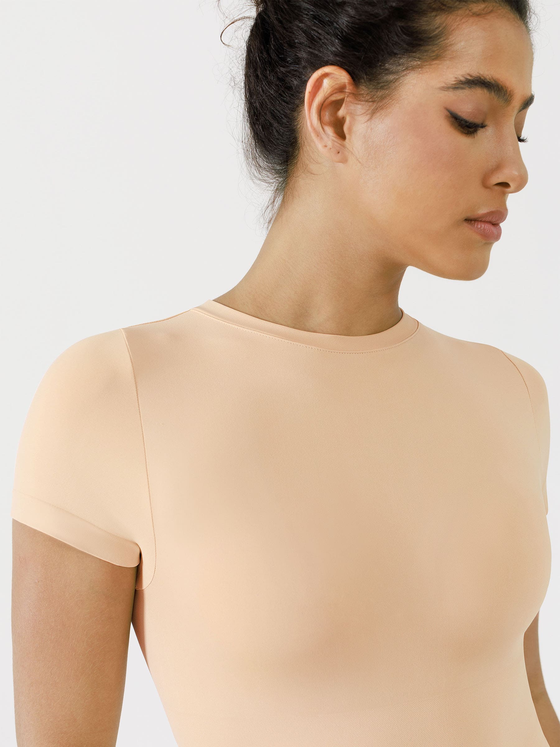 Feelingirl Seamless Bodysuit Smooth Soft Fabric Crew Neck Short Sleeve - Image 6