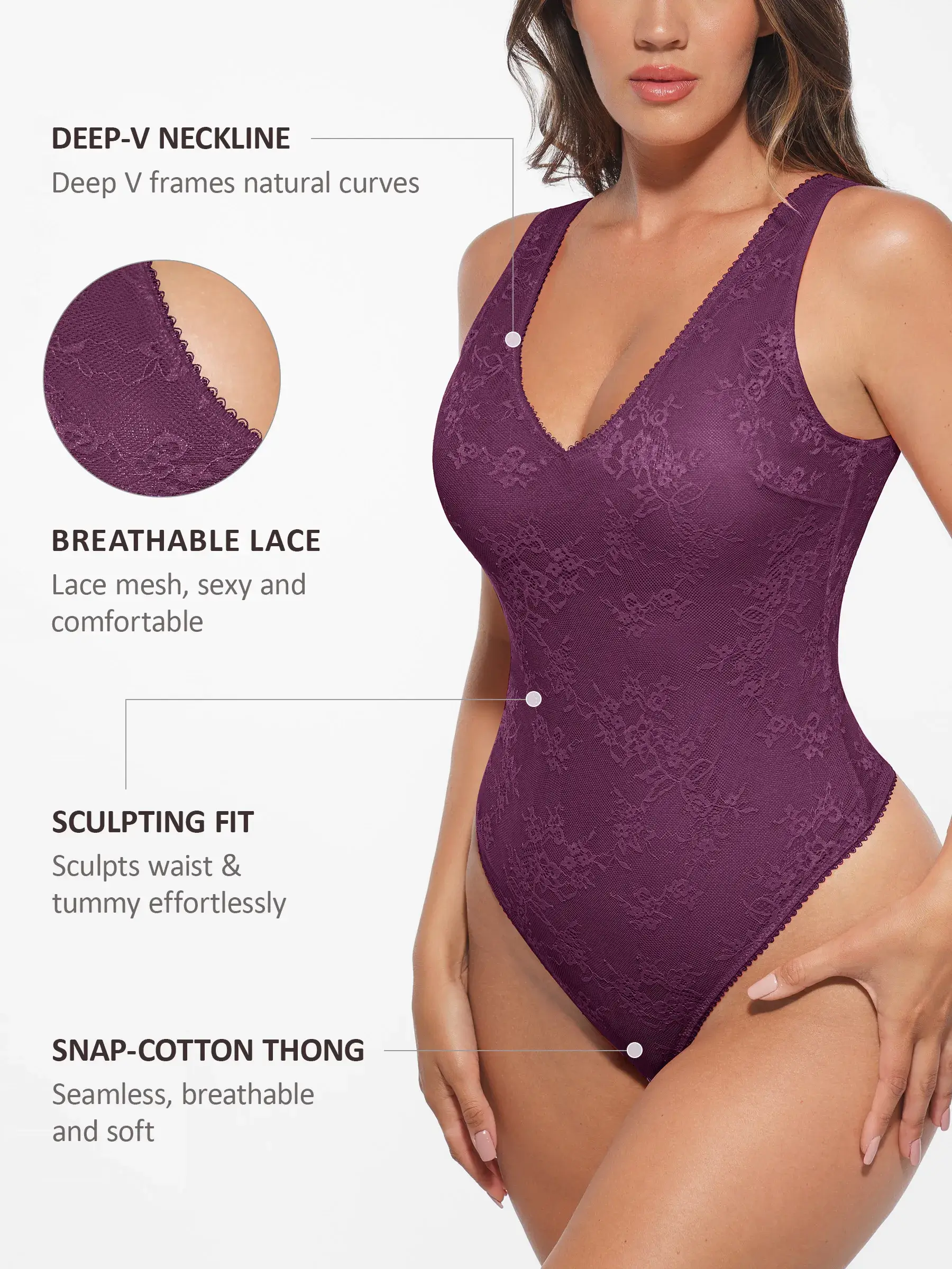 Feelingirl Seamless Lightweight Lace Bodysuit - Image 13
