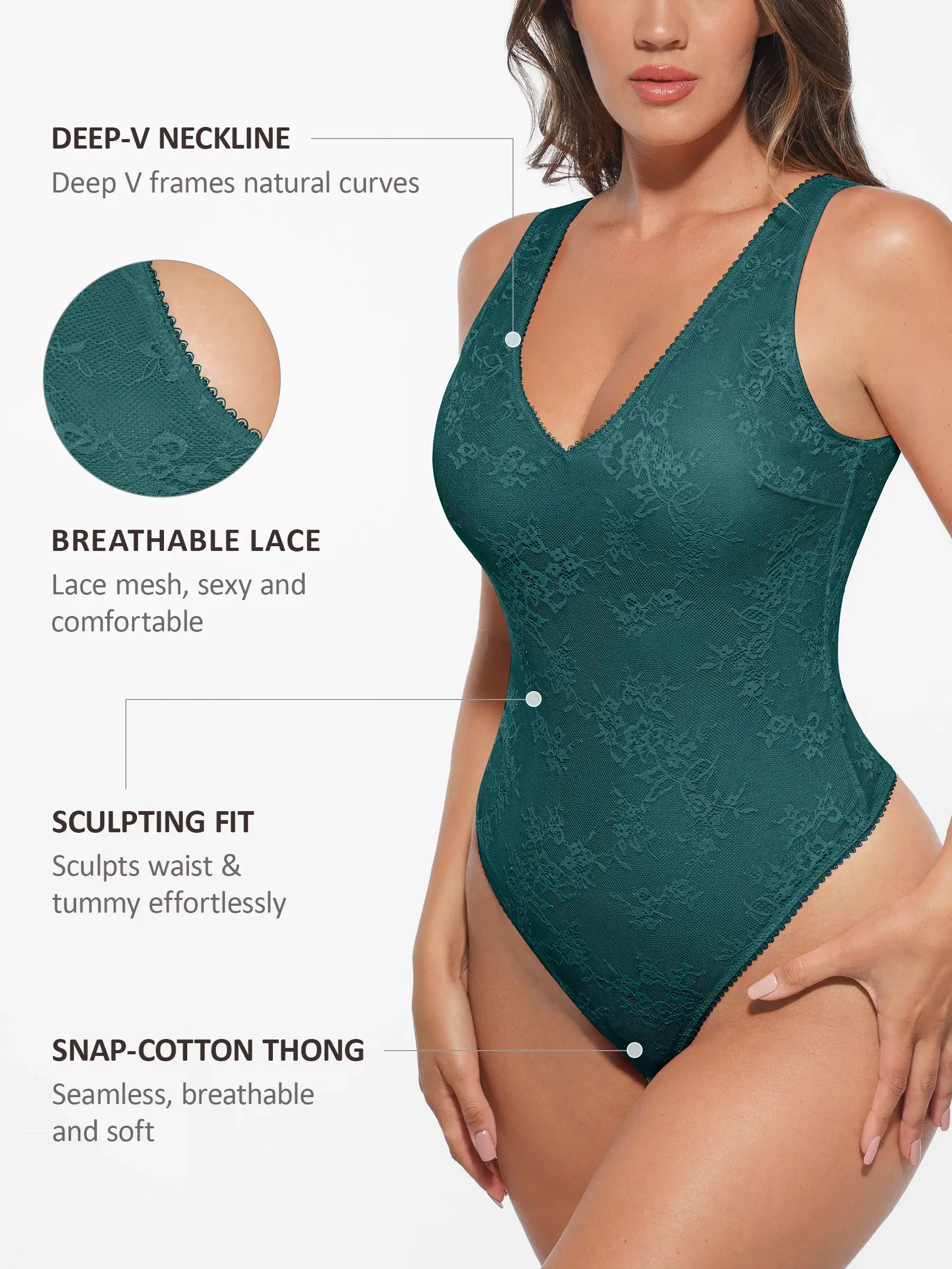 Feelingirl Seamless Lightweight Lace Bodysuit - Image 7