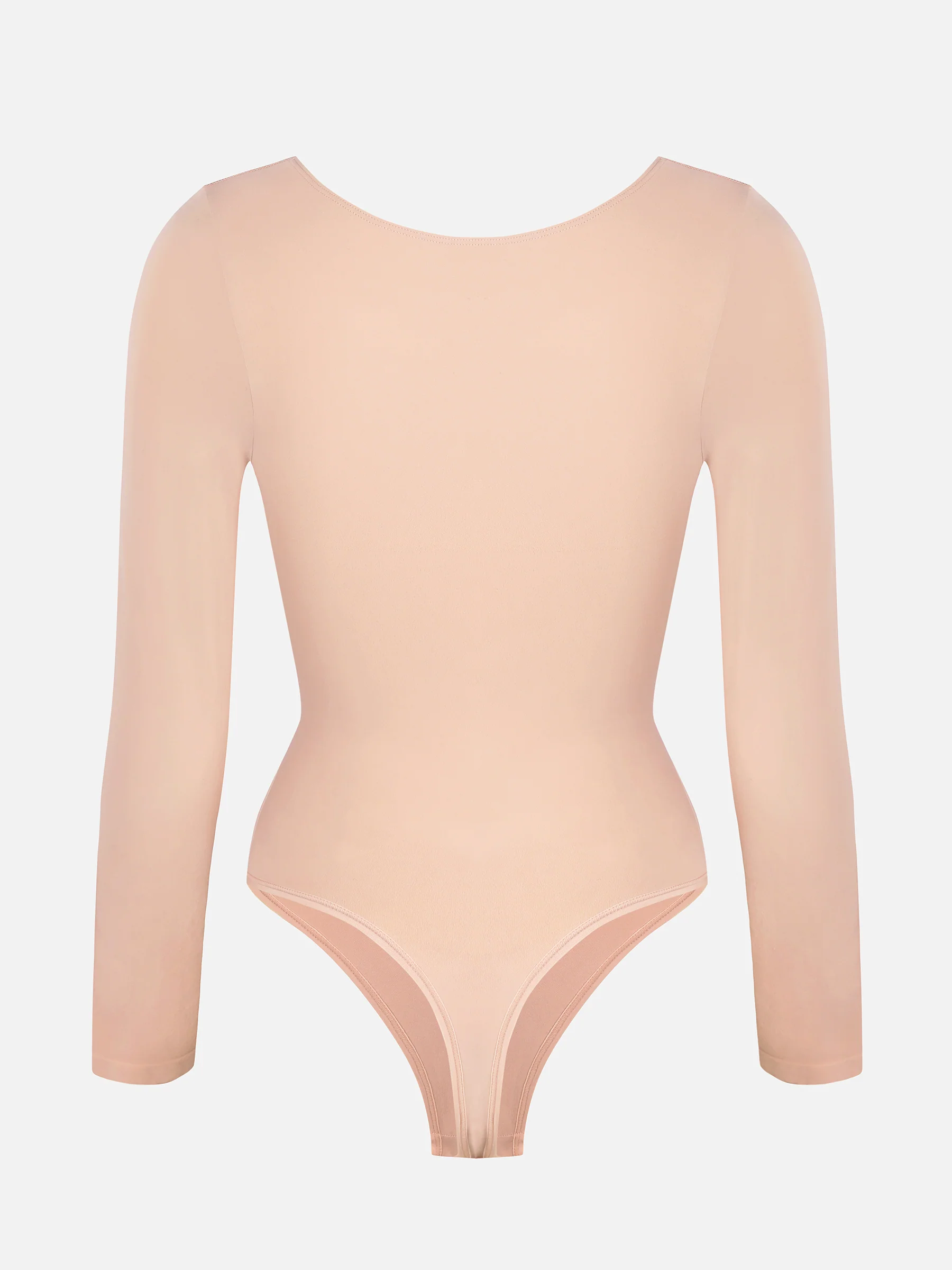 Feelingirl Seamless Long Sleeve Chest Support Tummy Control Thong Bodysuit - Image 25