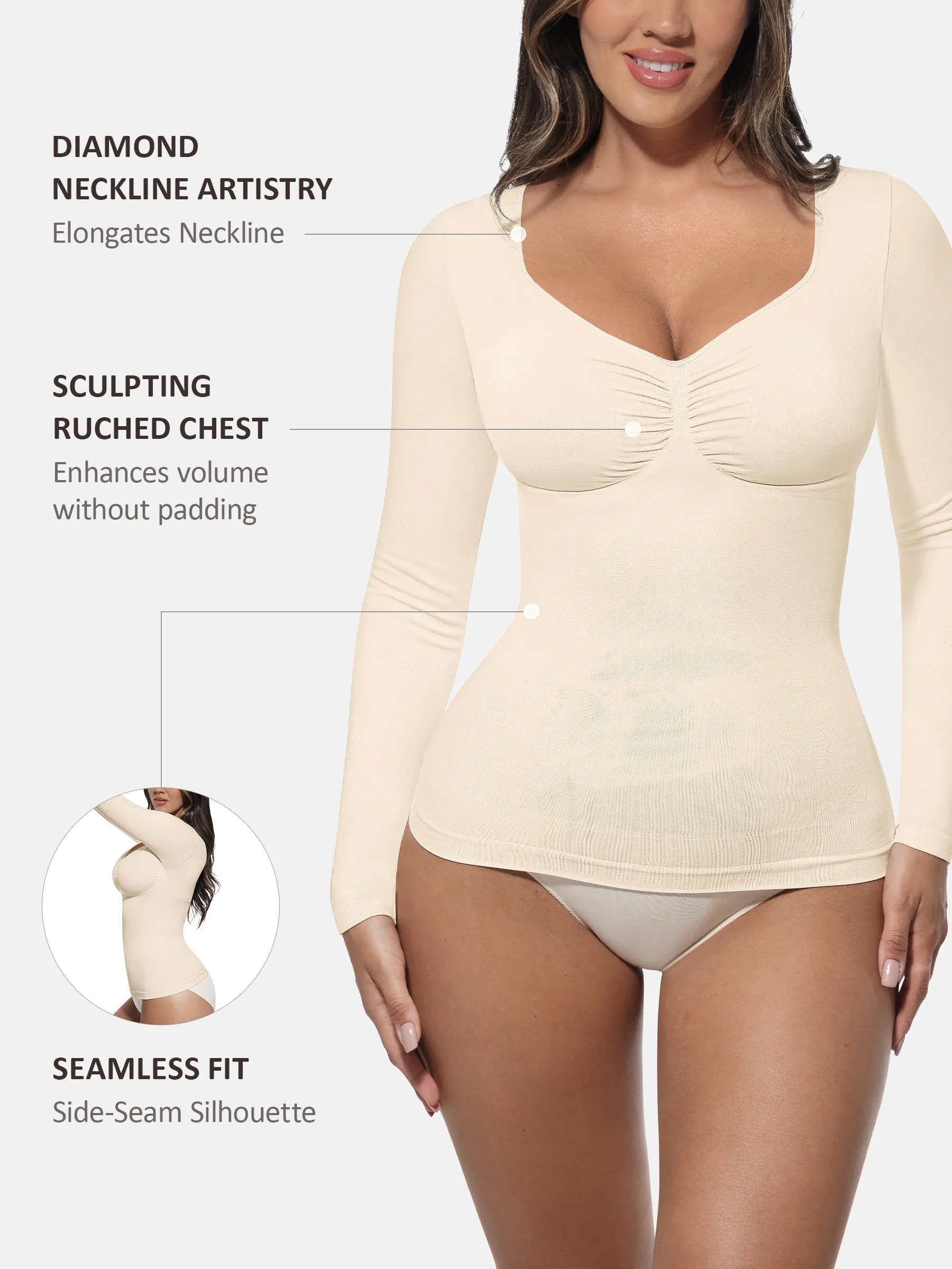 Feelingirl Seamless Long-Sleeve Everyday Shaper Top - Image 38