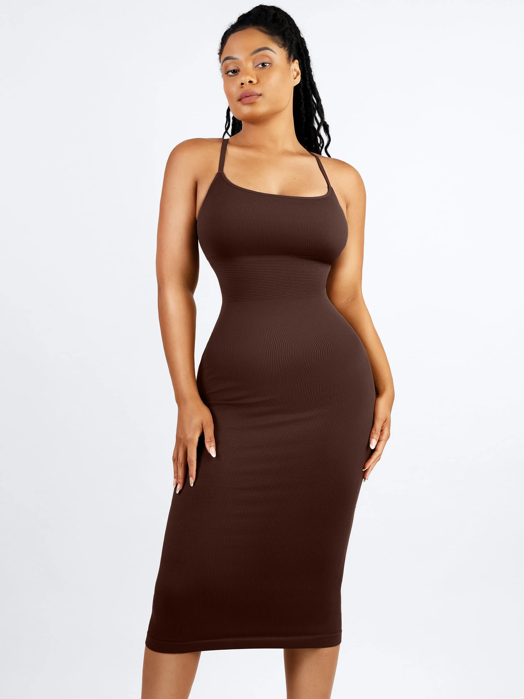 Feelingirl Seamless Shaping Slip Dress with Built-In Bra and Adjustable Straps - Image 11