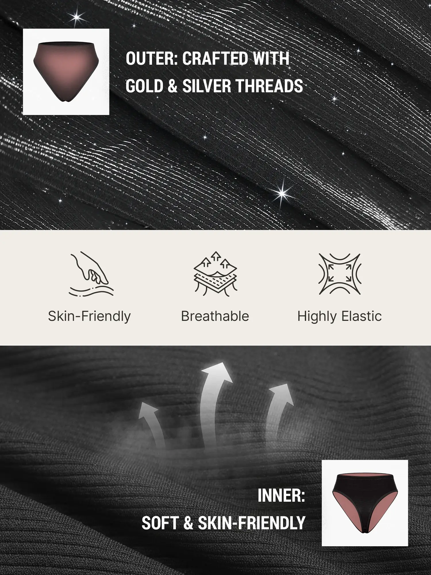 Feelingirl Seamless Shimmer Low-Rise Thong - Image 3