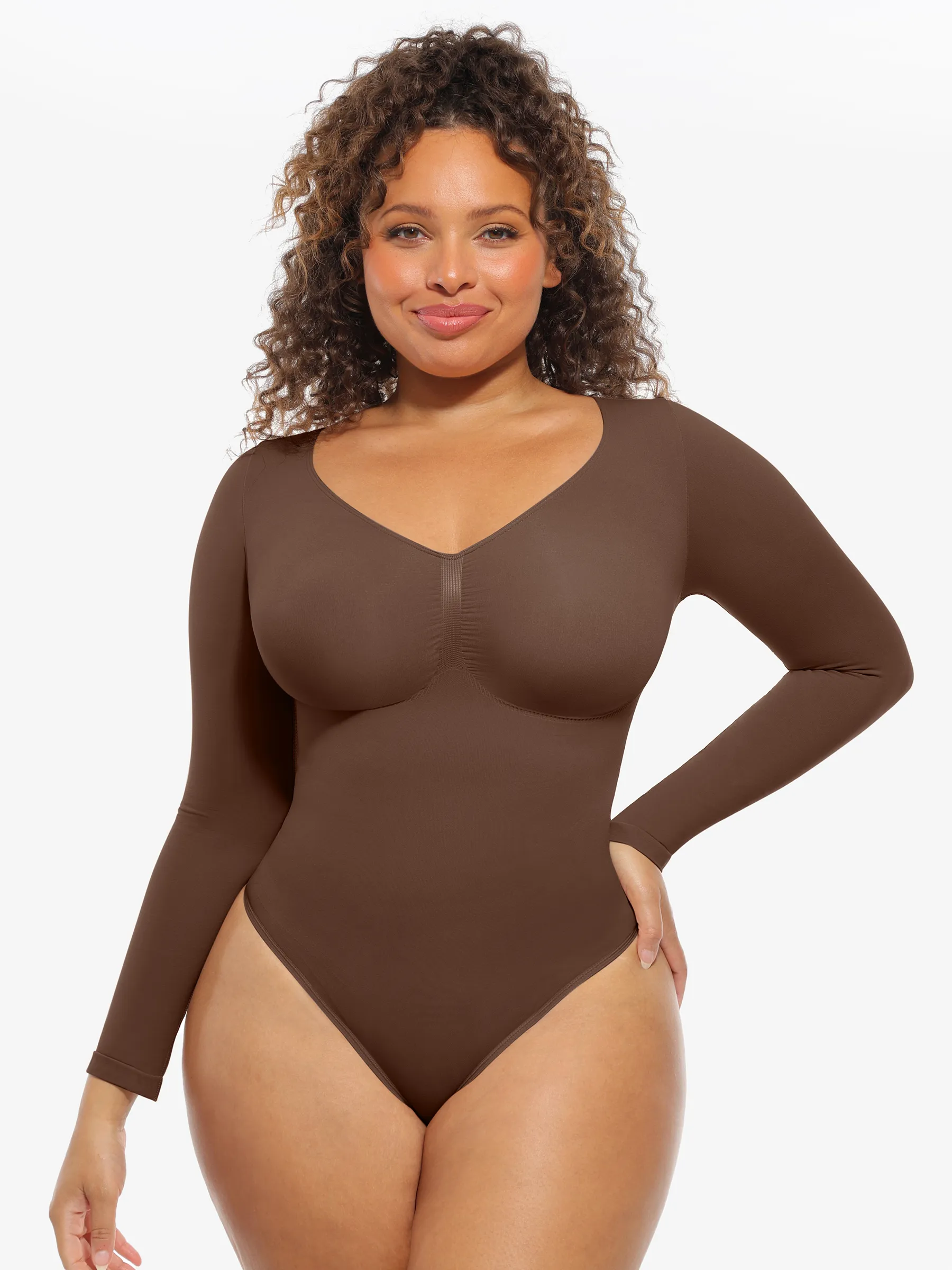 Feelingirl Seamless Supportive Long Sleeve Tummy Control Bodysuit - Image 10