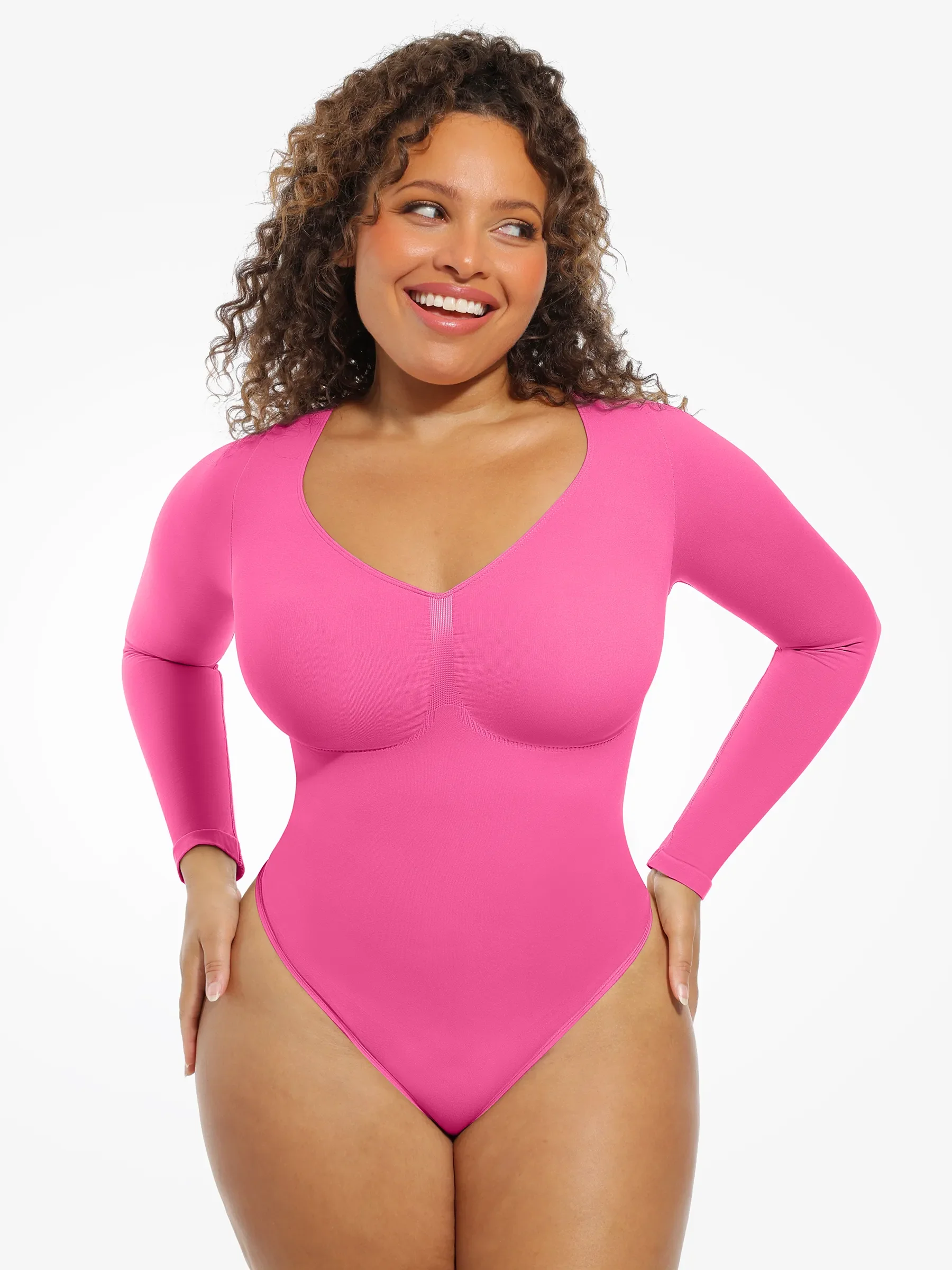 Feelingirl Seamless Supportive Long Sleeve Tummy Control Bodysuit - Image 22