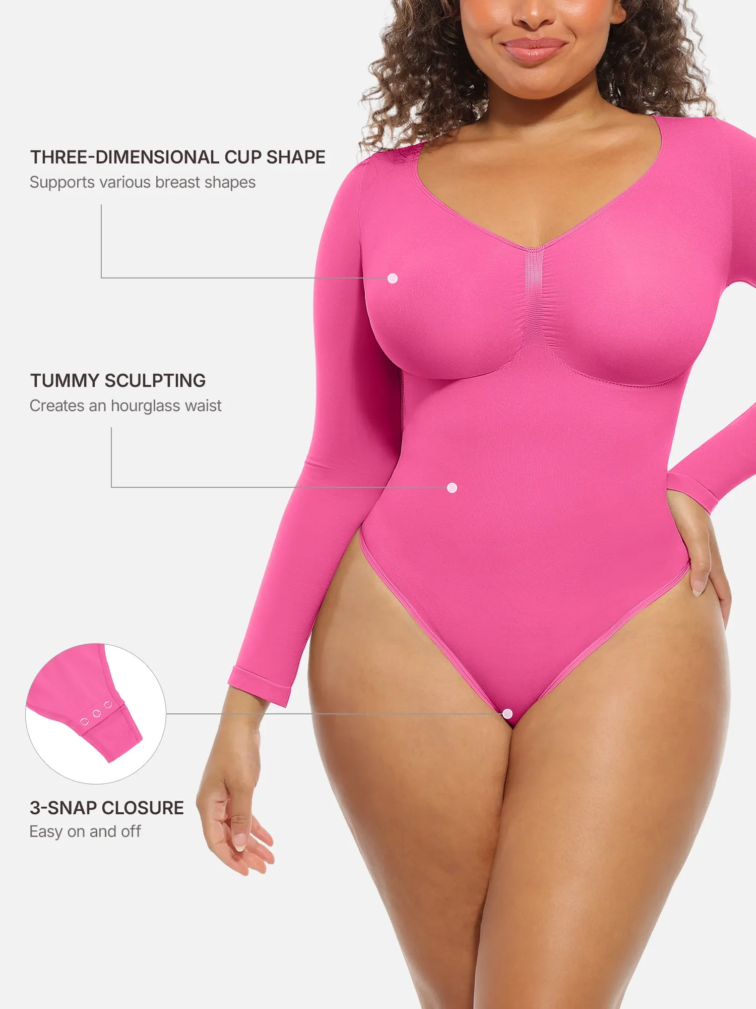 Feelingirl Seamless Supportive Long Sleeve Tummy Control Bodysuit - Image 23