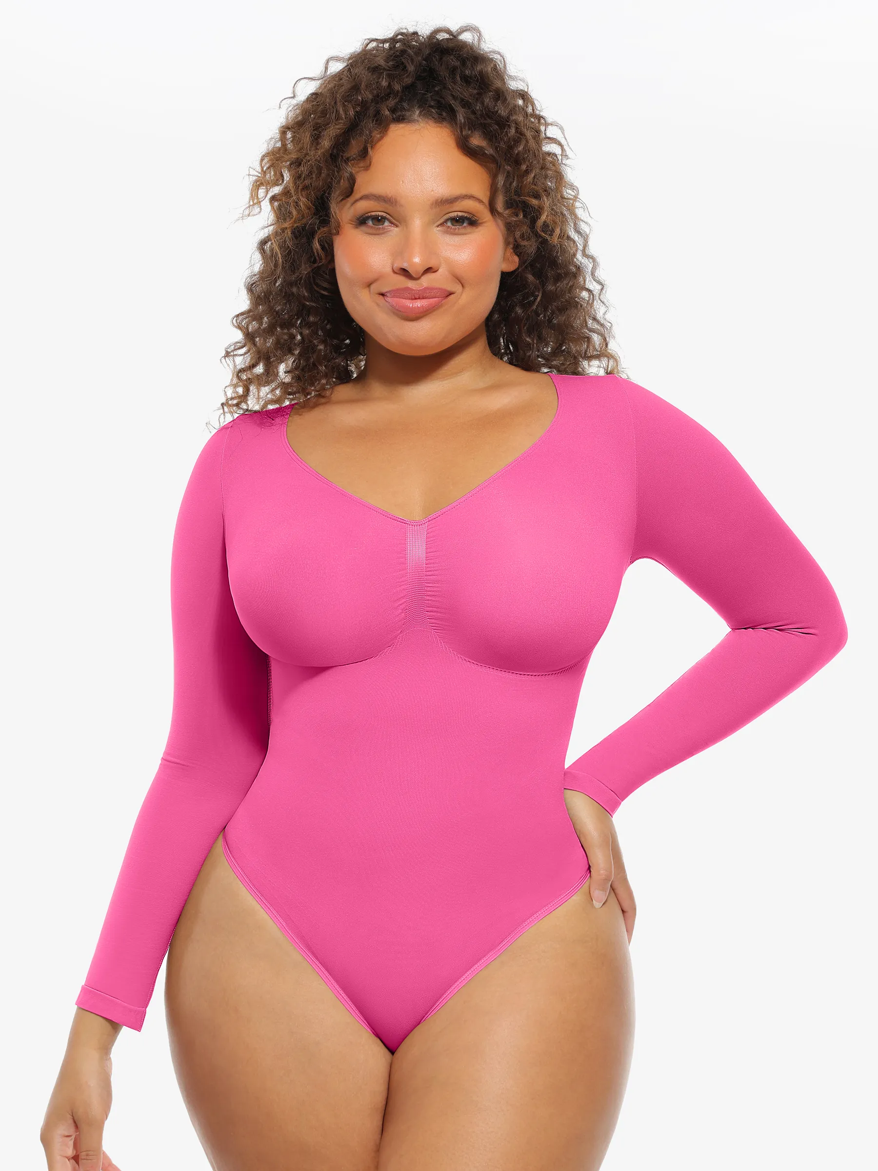 Feelingirl Seamless Supportive Long Sleeve Tummy Control Bodysuit - Image 24