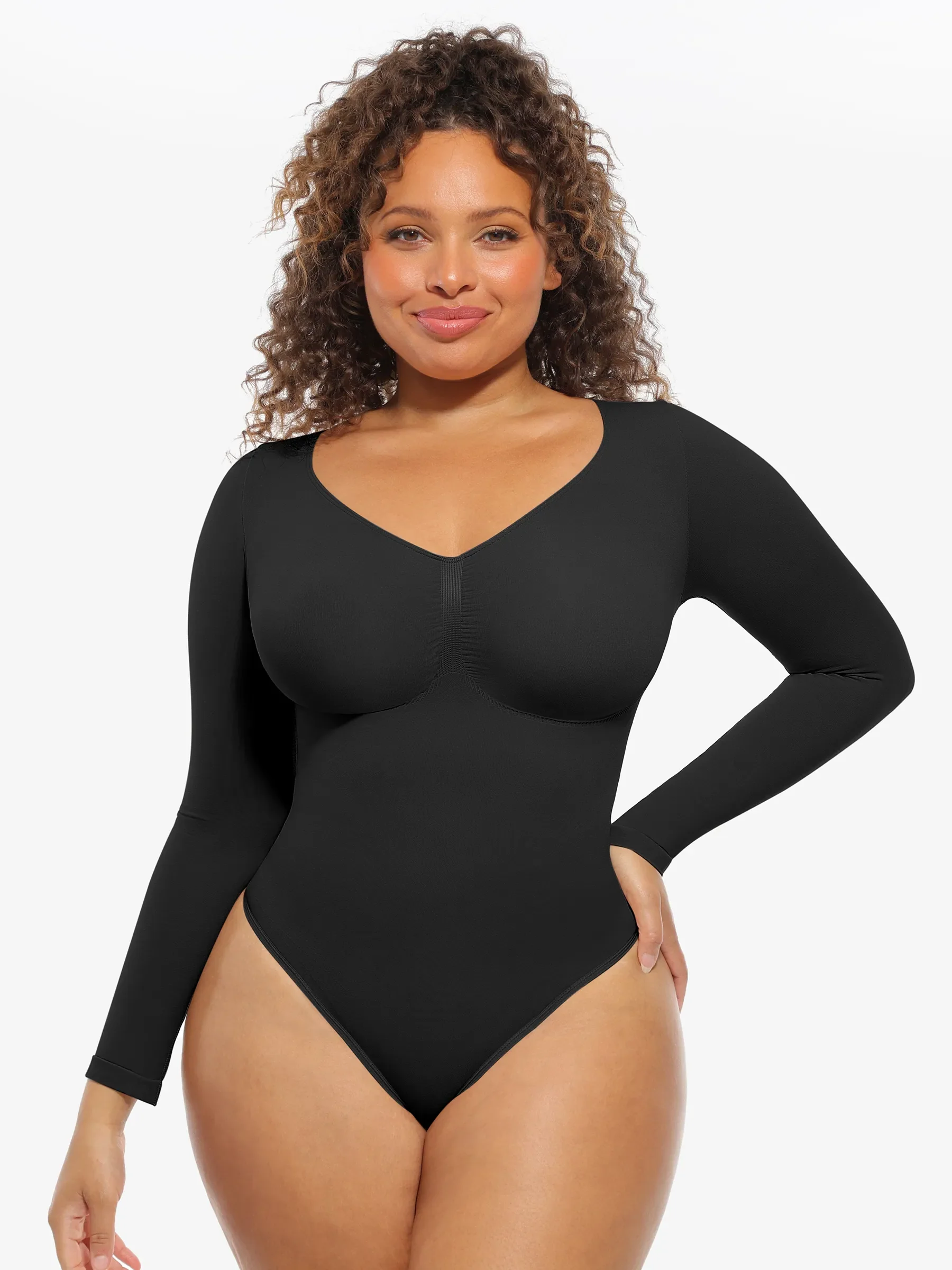Feelingirl Seamless Supportive Long Sleeve Tummy Control Bodysuit - Image 38
