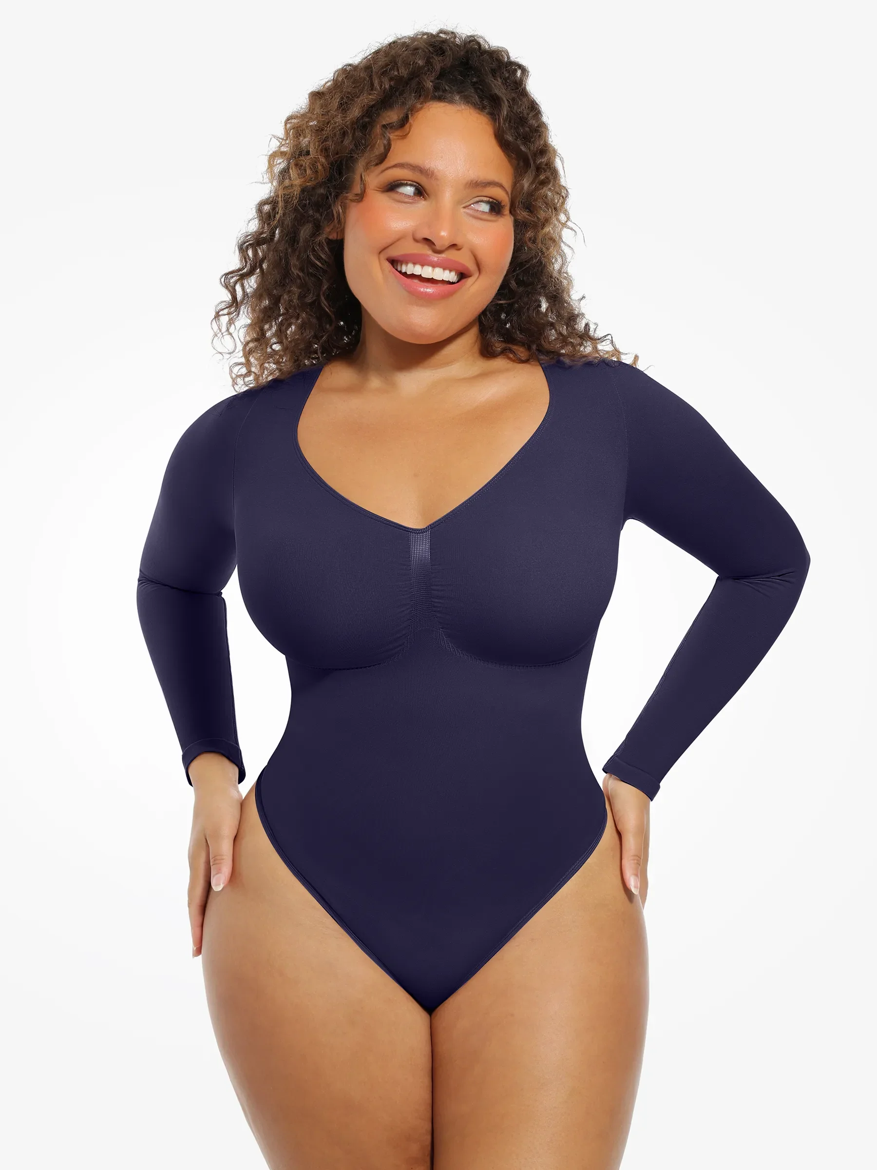 Feelingirl Seamless Supportive Long Sleeve Tummy Control Bodysuit - Image 53