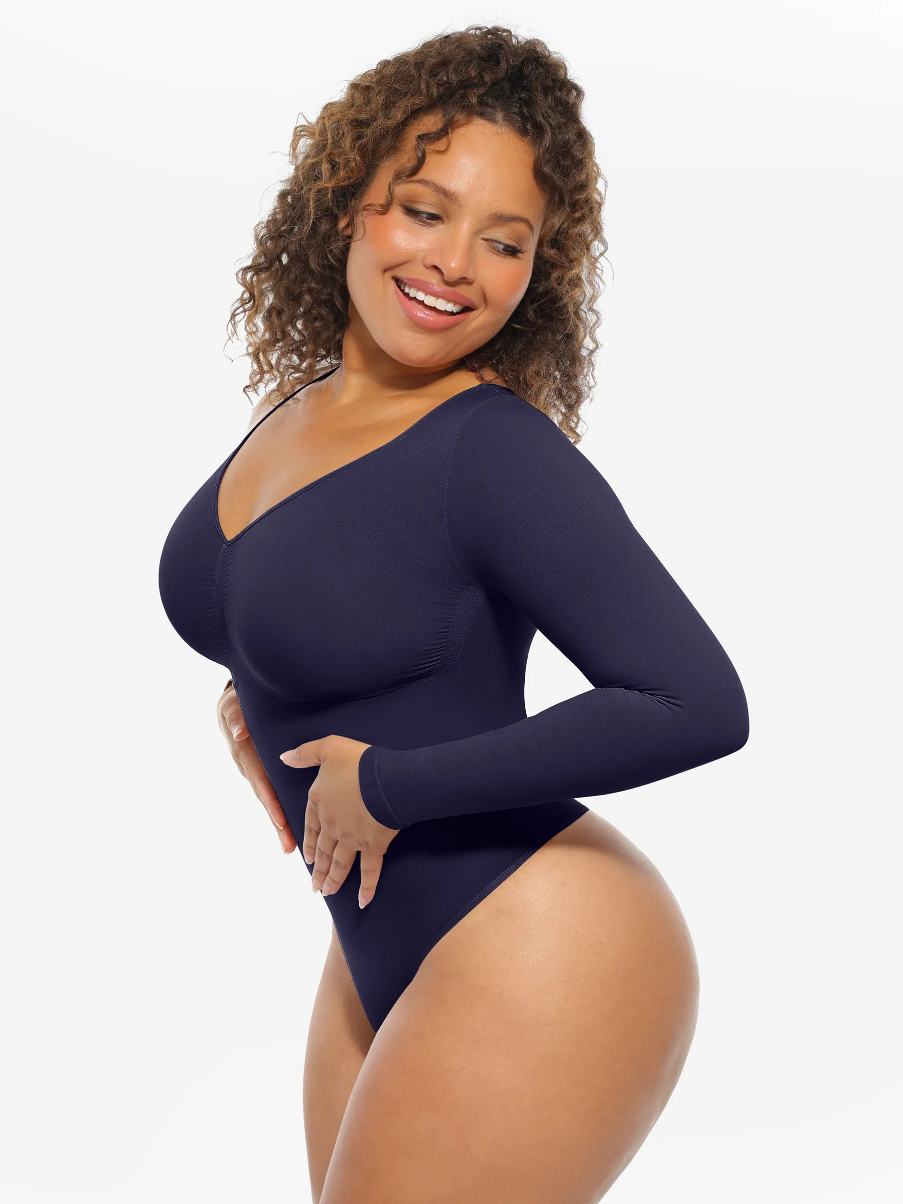 Feelingirl Seamless Supportive Long Sleeve Tummy Control Bodysuit - Image 54