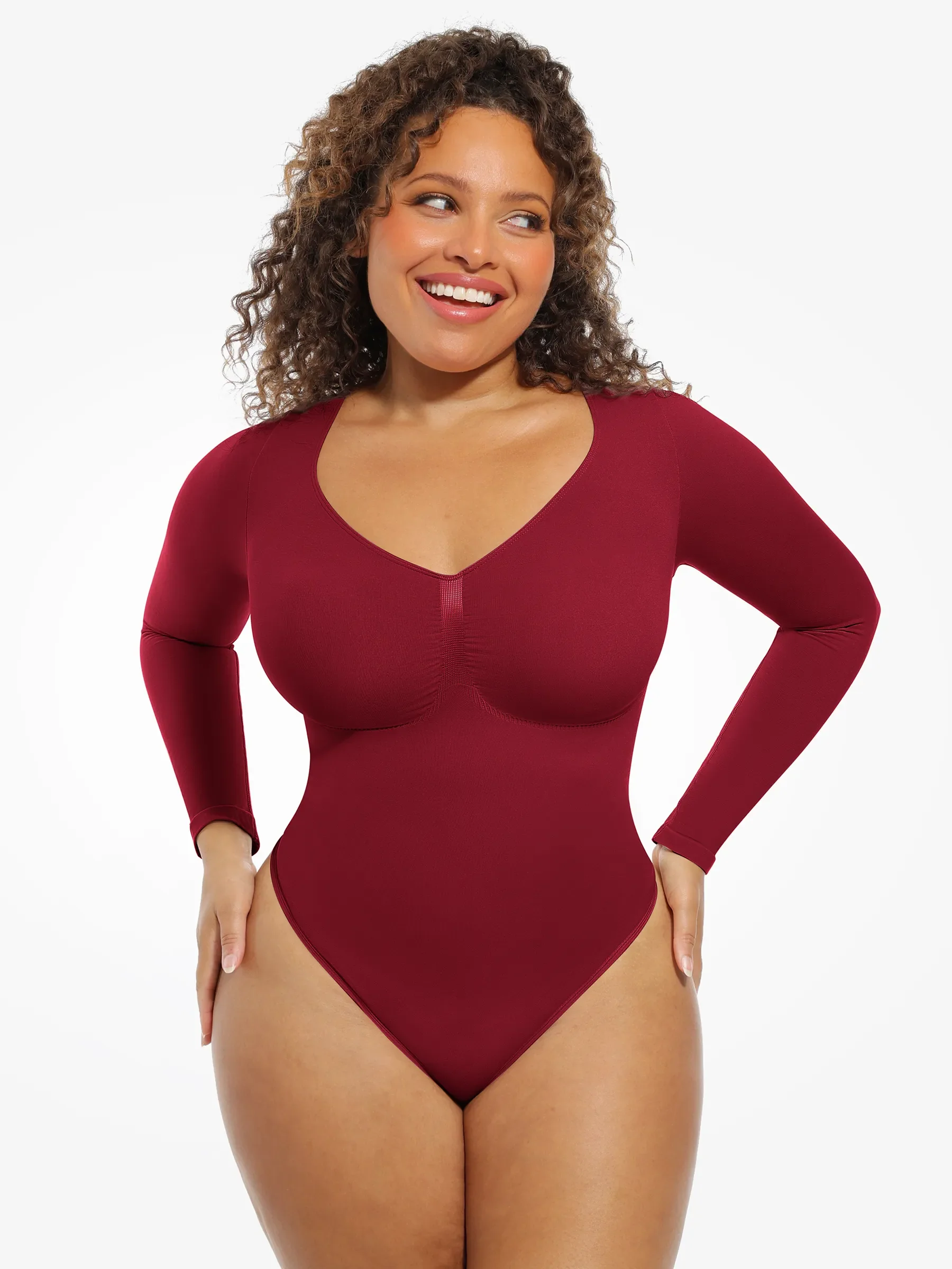 Feelingirl Seamless Supportive Long Sleeve Tummy Control Bodysuit - Image 57