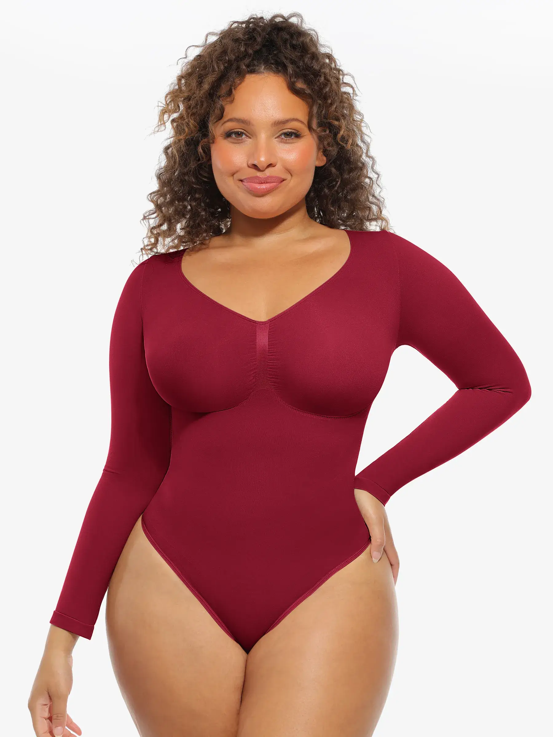Feelingirl Seamless Supportive Long Sleeve Tummy Control Bodysuit - Image 58