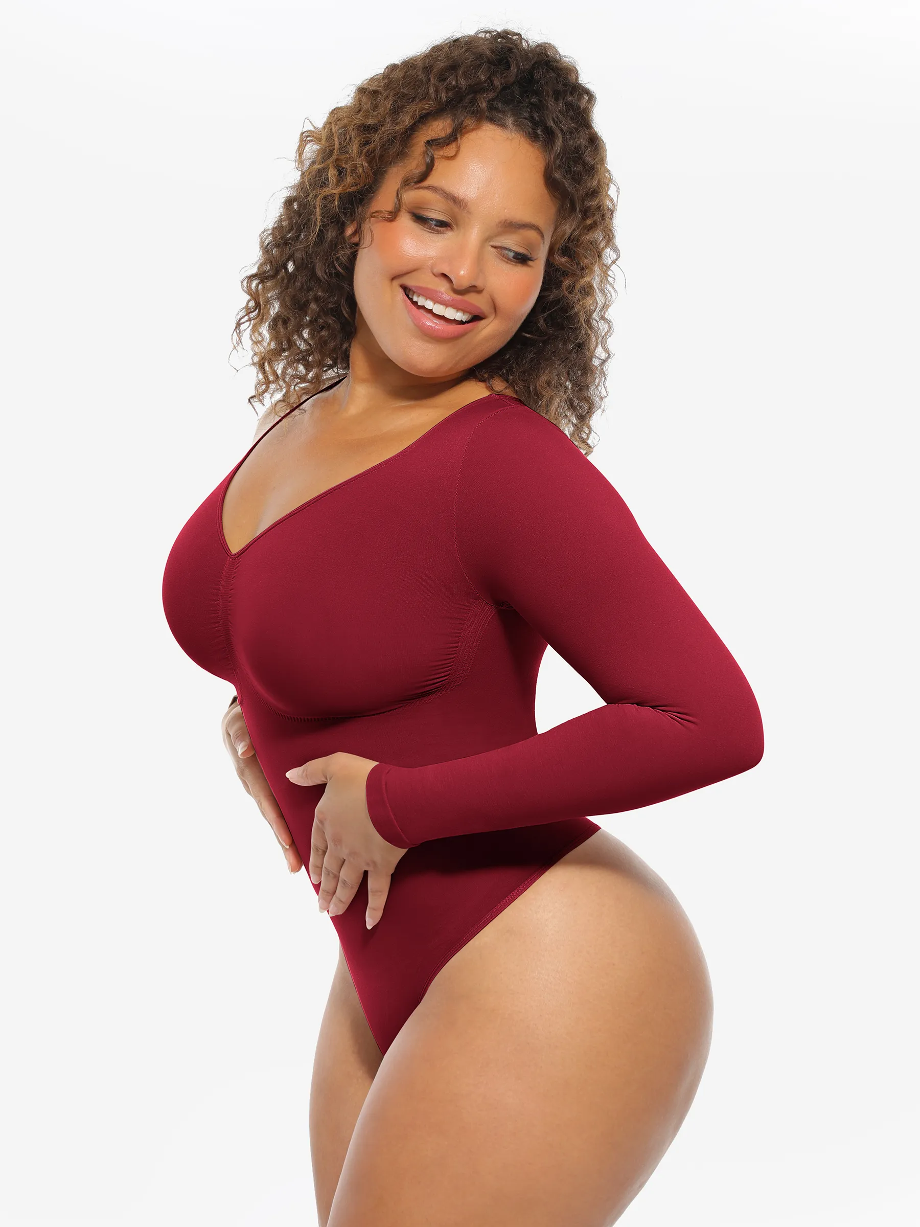Feelingirl Seamless Supportive Long Sleeve Tummy Control Bodysuit - Image 59