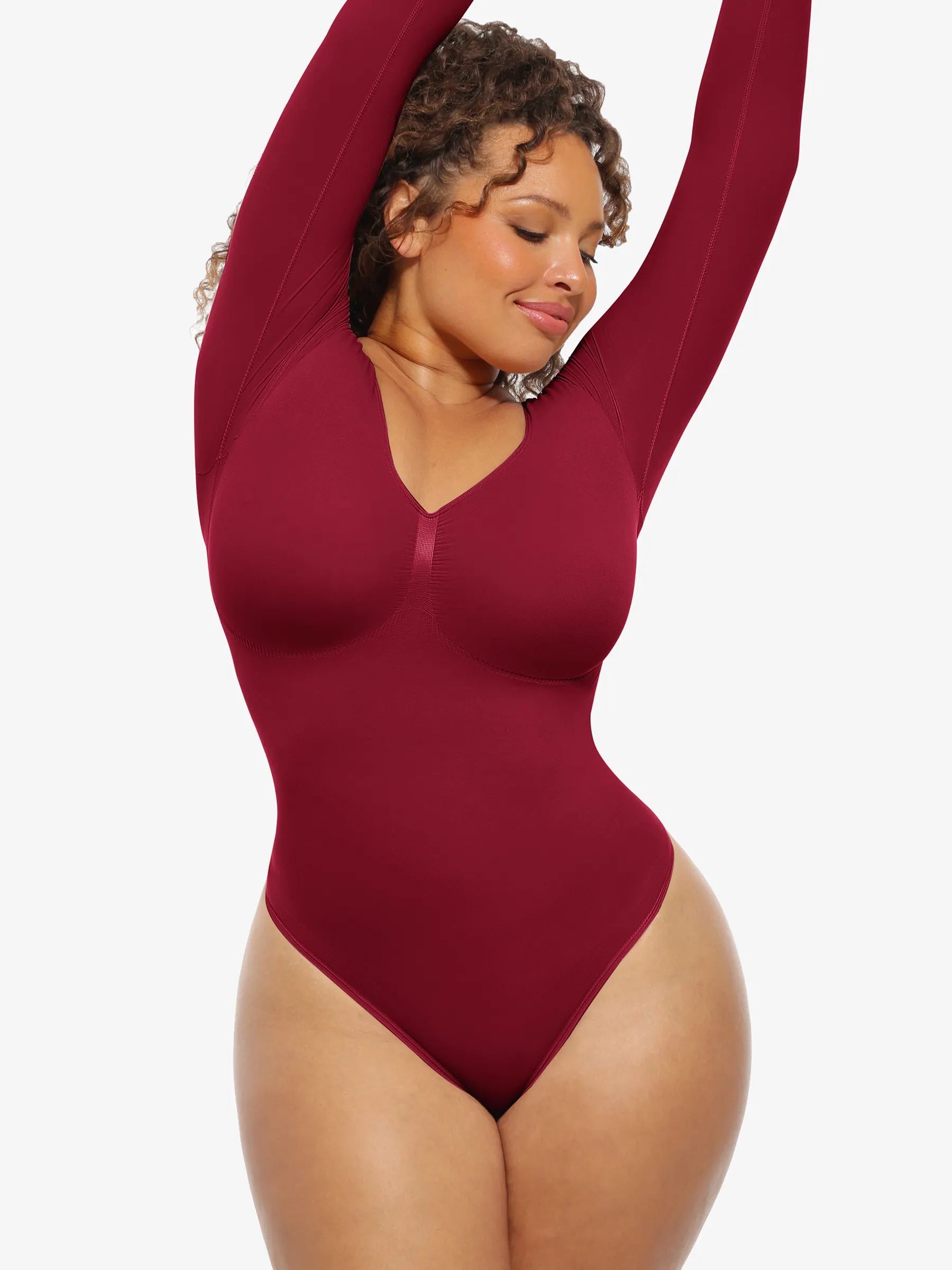 Feelingirl Seamless Supportive Long Sleeve Tummy Control Bodysuit - Image 60